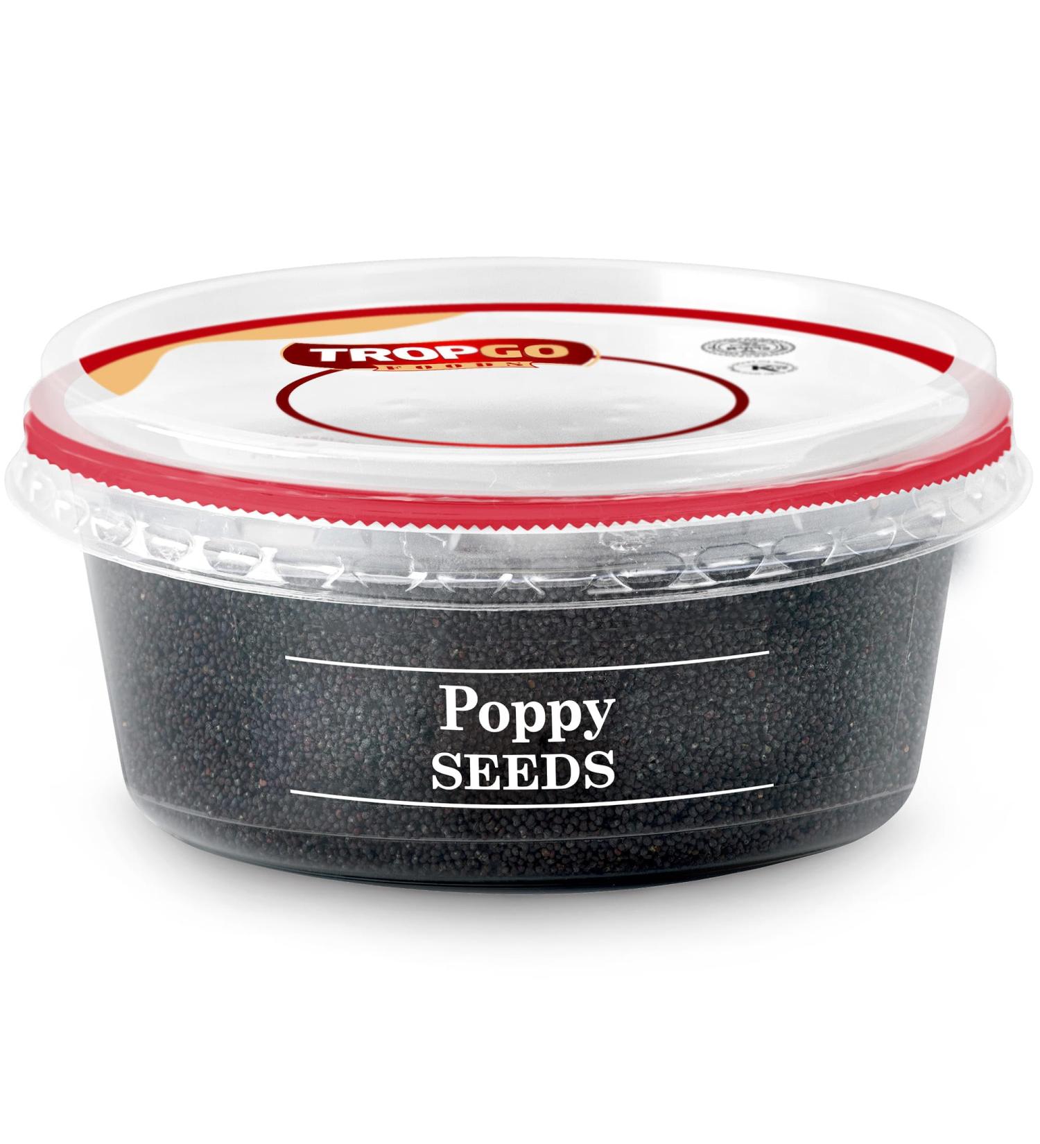 Tropgo Poppy Seeds 200g - Gluten Free Poppy Seeds in Resealable and Recyclable Tub - Non-GMO Poppy Seeds for Eating - Enhance Baking and Cooking - Buy Online on GoSupps.com