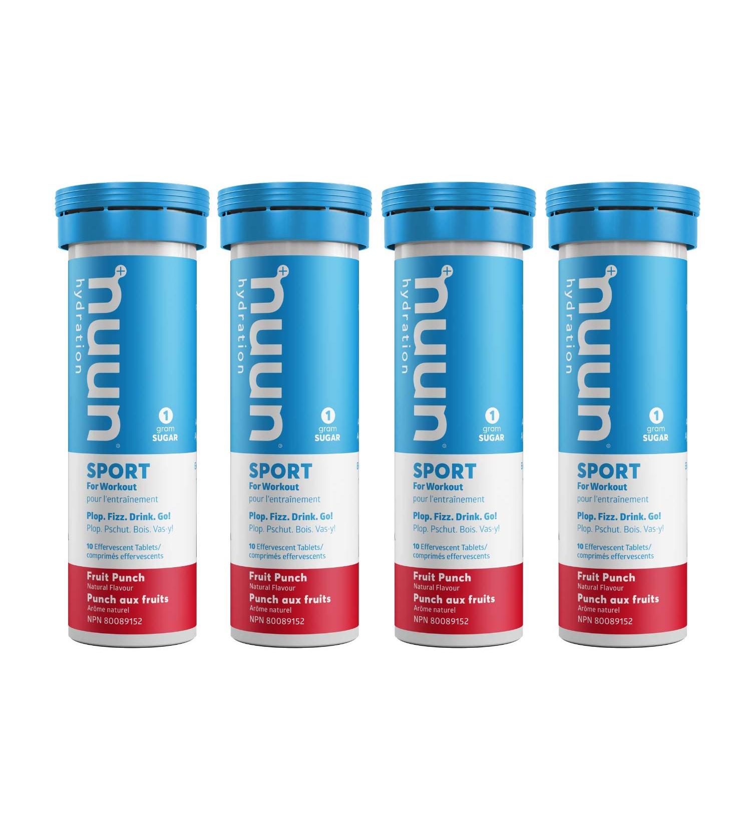 Nuun Sport: Electrolyte Drink Tablets Box of 4 Tubes (40 servings) Fruit Punch Electrolyte Hydration Supplement - Buy Online on GoSupps.com