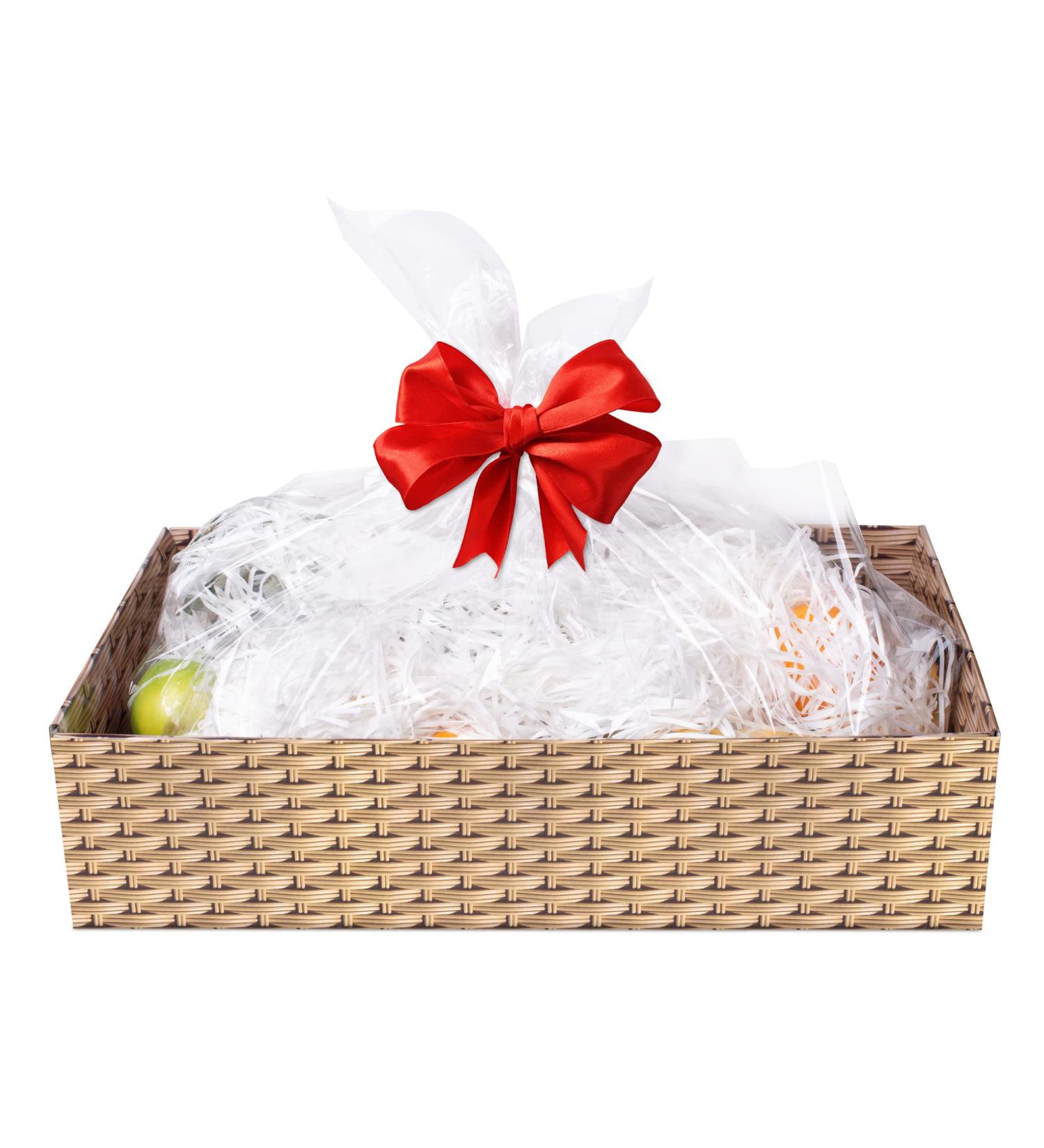 Star Online Christmas Hamper Kit Make Your Own Empty Gift Box with Ribbon Tissue & Cello Wrap Large/Medium Perfect For Personalised Gifts (Medium) - Buy Online on GoSupps.com