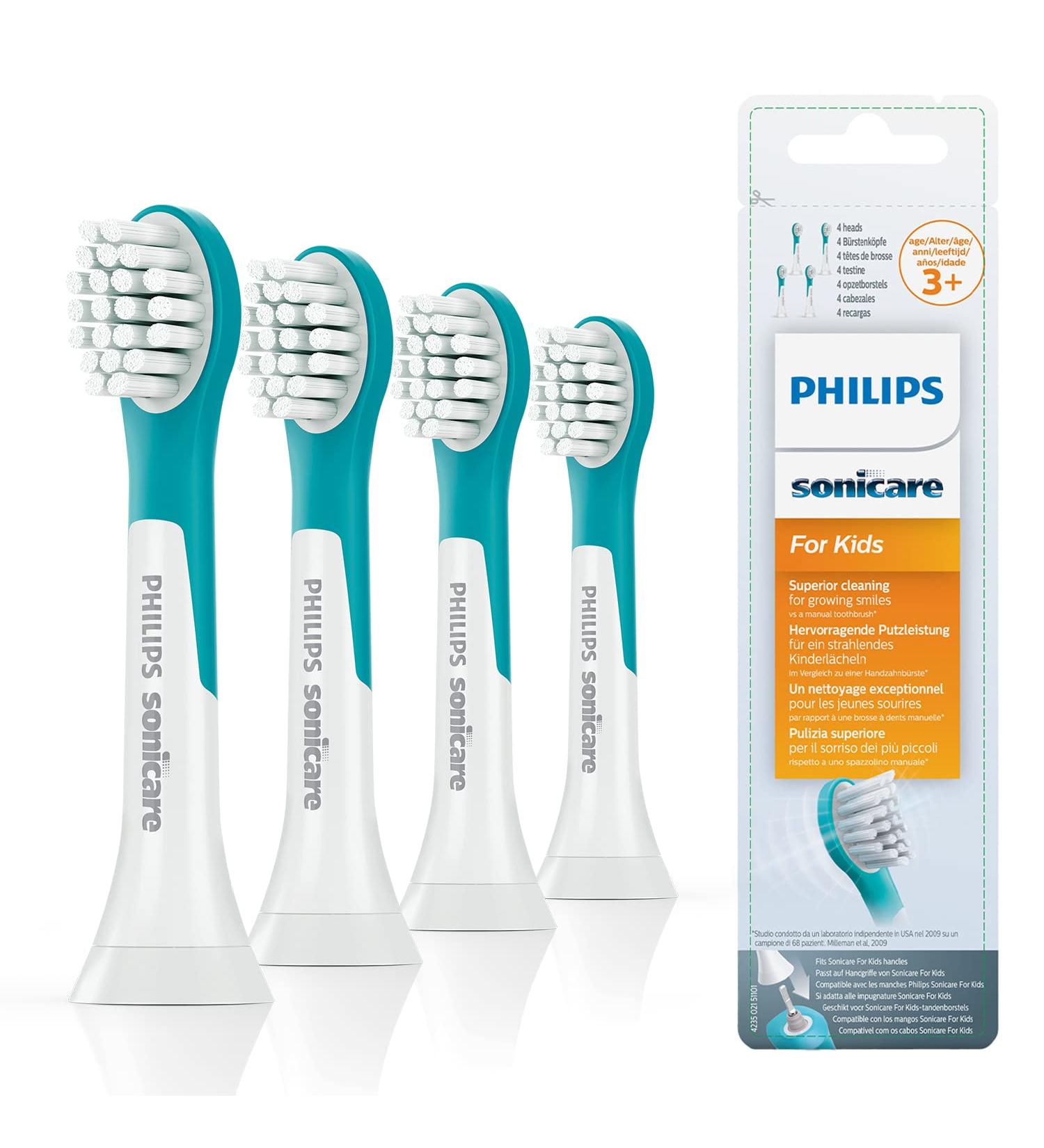 Philips Sonicare for Kids Original Compact Sonic Toothbrush Heads for 3+-Year-Old Kids 4 Unit Pack in Blue (Model HX6034/33) From the age of 3 single - Buy Online on GoSupps.com