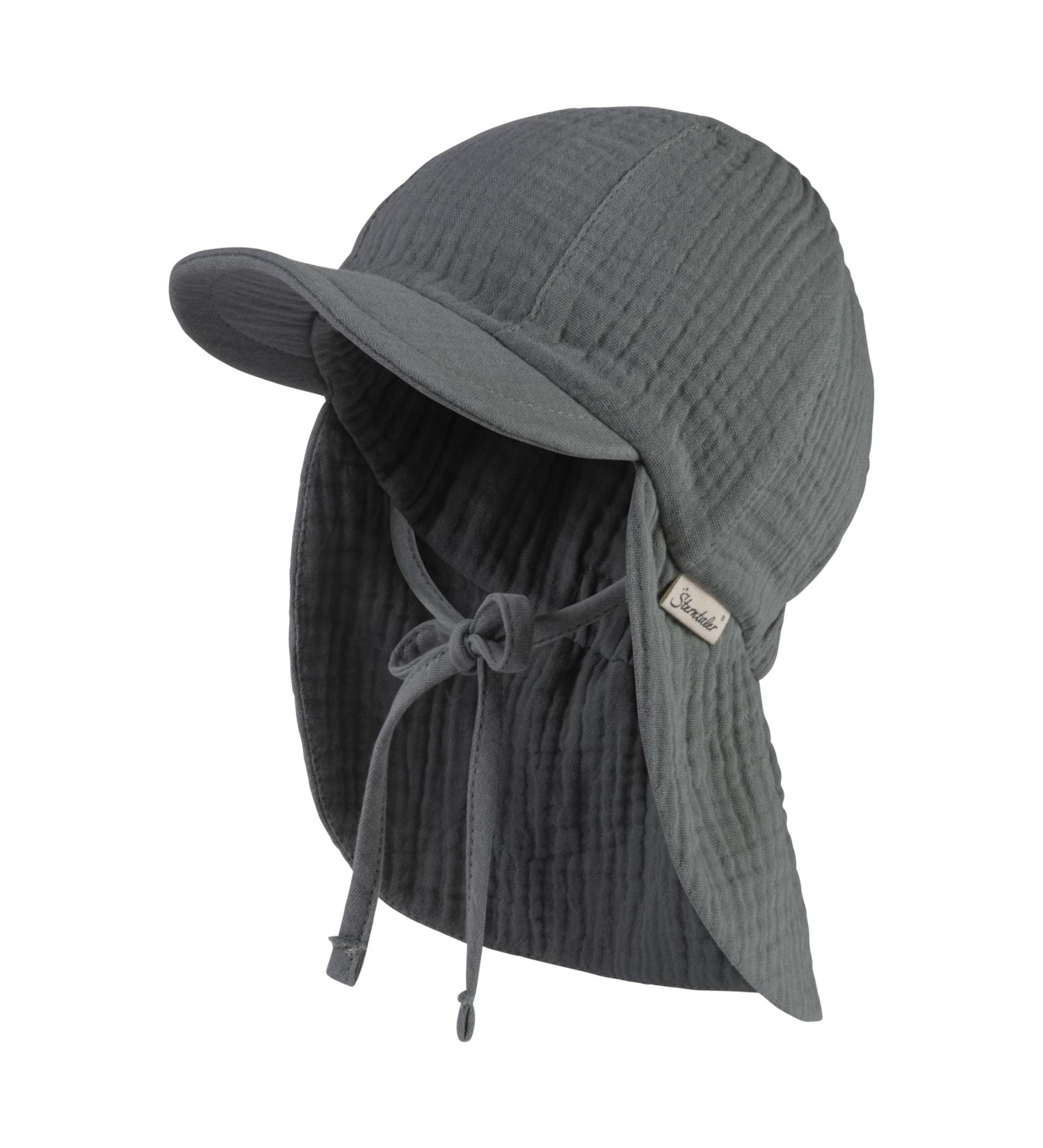 Sterntaler Unisex Peaked Cap with Neck Protection - UV 50+ Sun Cap for Babies in Matte Green | Cotton Musselin Design for Ultimate Sun Safety - Buy Online on GoSupps.com