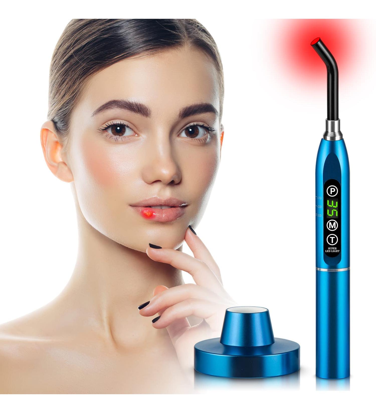 Red Light Therapy Device for Cold Sores, Fever Blisters, Canker Sores - Near-Infrared Relief for Body and Face (Blue3) - Buy Online on GoSupps.com