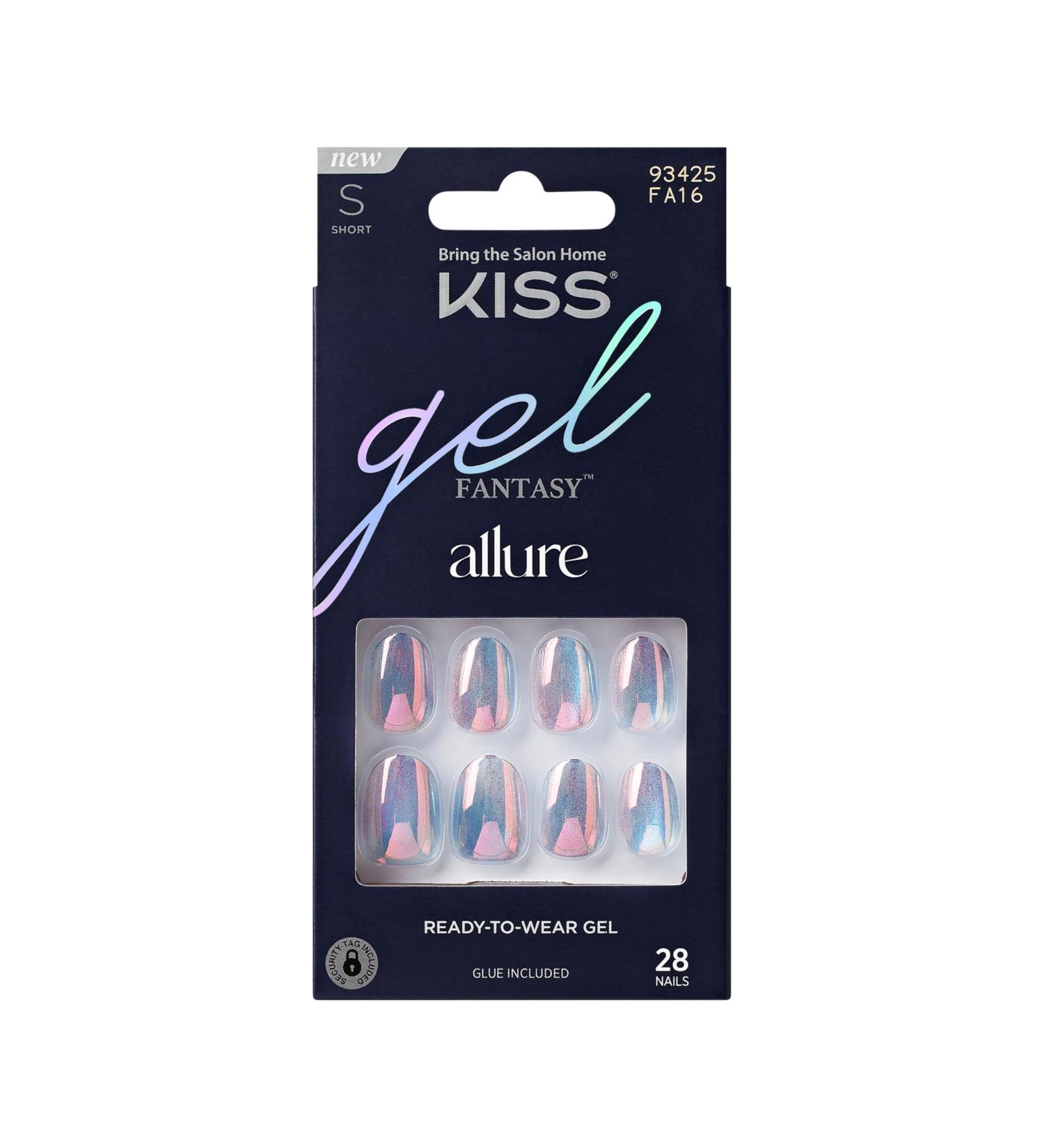 Shop KISS Gel Fantasy Press-On Nails - Silver Oval Shape Short Size 28 Nails & Glue Included - Perfect for International Delivery - Buy Online on GoSupps.com