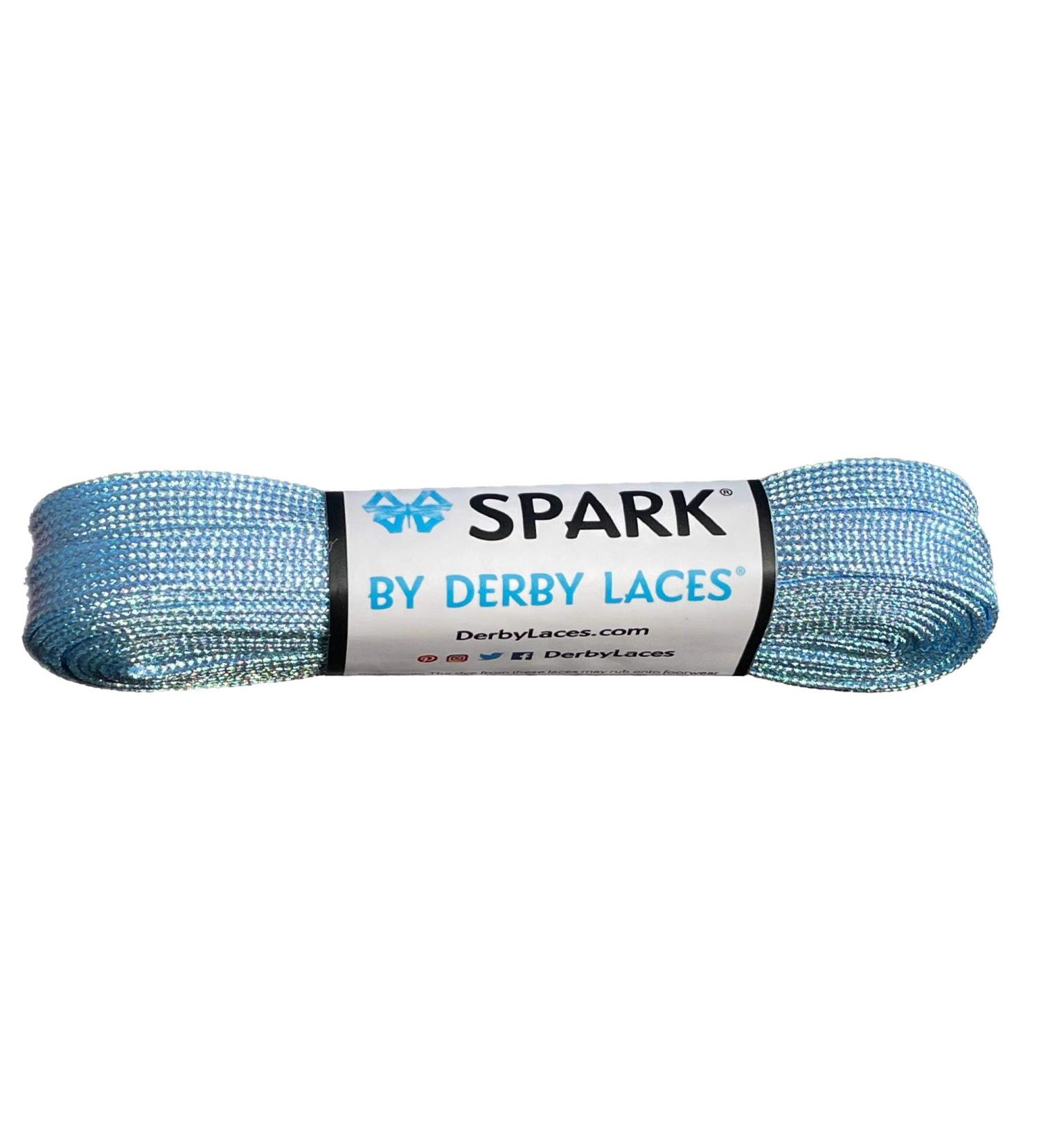 Derby Laces Sky Blue Spark Shoelace for Shoes, Skates, Boots, Roller Derby, Hockey and Ice Skates 108 Inch / 274 cm