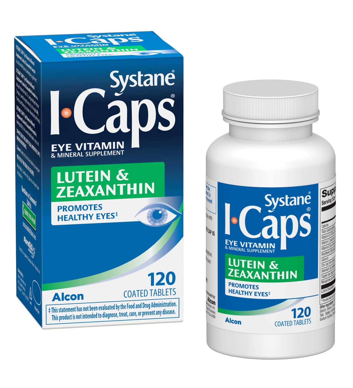 Systane ICaps Lutein & Zeaxanthin Eye Vitamin 120 Coated Tablets - 1 Pack - Buy Online on GoSupps.com