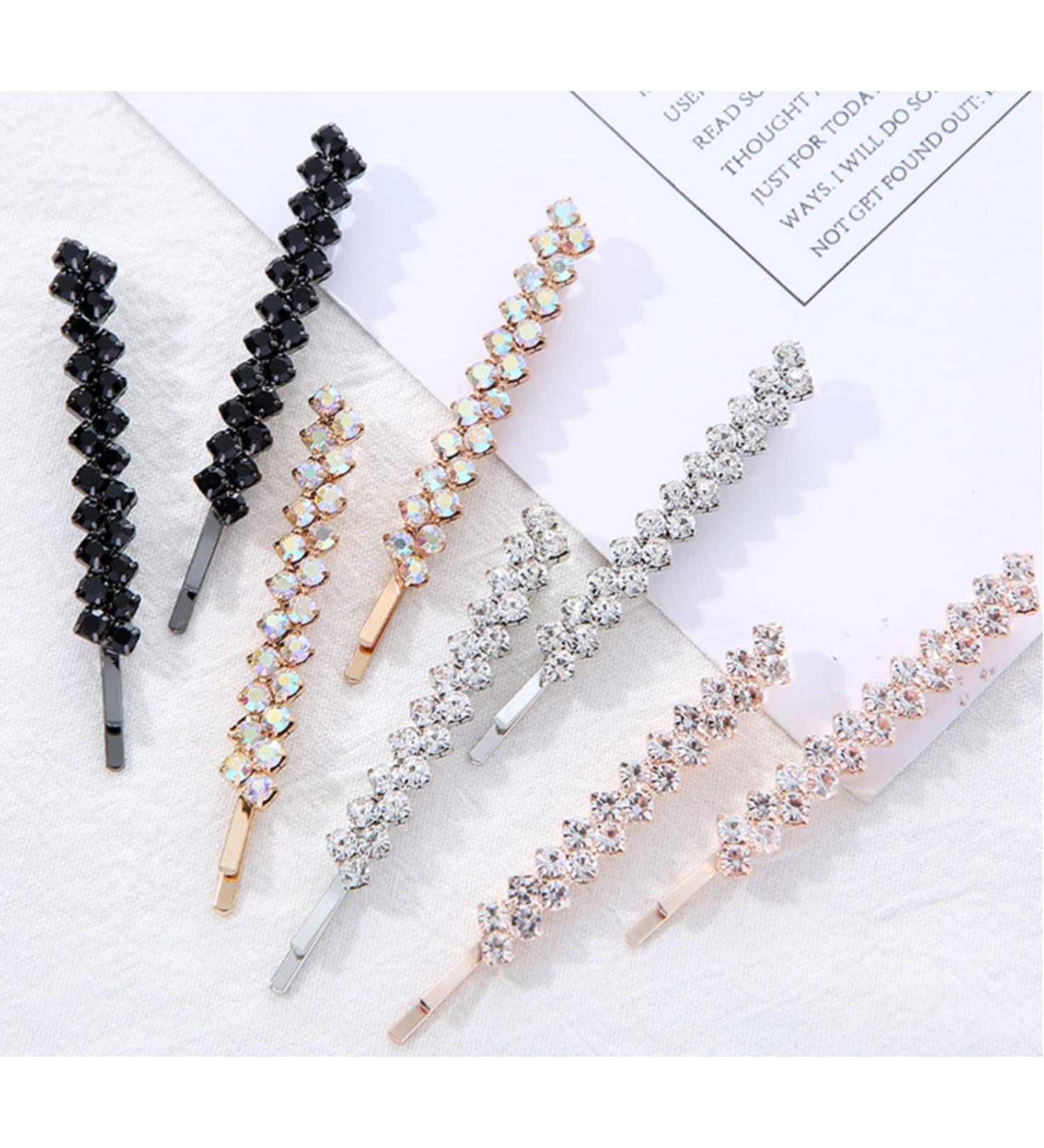 Crystal Rhinestone Hair Pins - Set of 8 Pieces - Fashionable Hair Clips for Women and Girls - Bobby Pins for Elegant Hairstyles and Decorative Hair Styling - Buy Online on GoSupps.com
