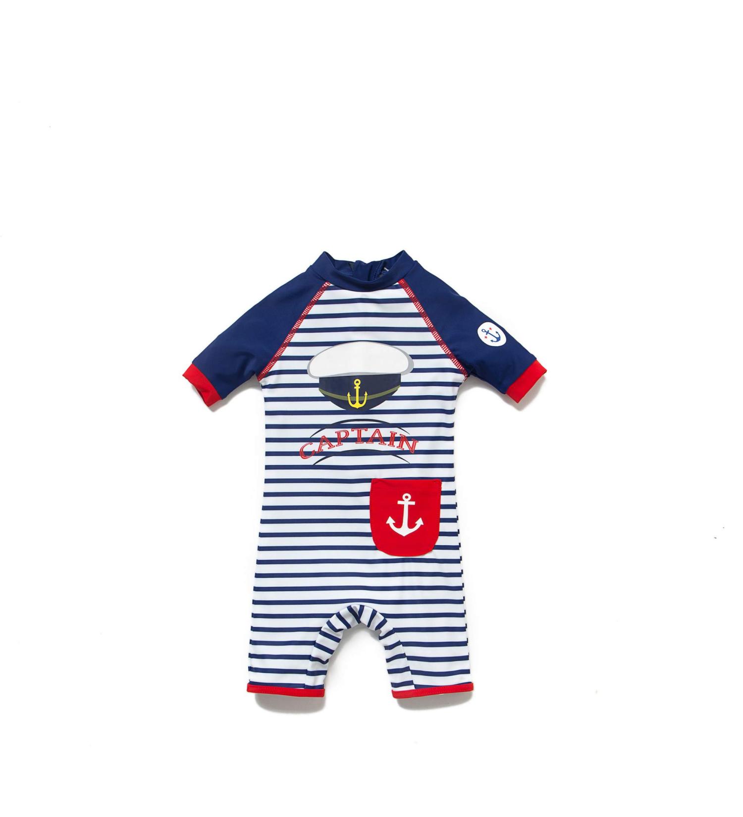 BONVERANO Baby Boys Sunsuit UPF 50+ with Zipper & Sun Hat | 2-3 Years | Stripe - Buy Online on GoSupps.com