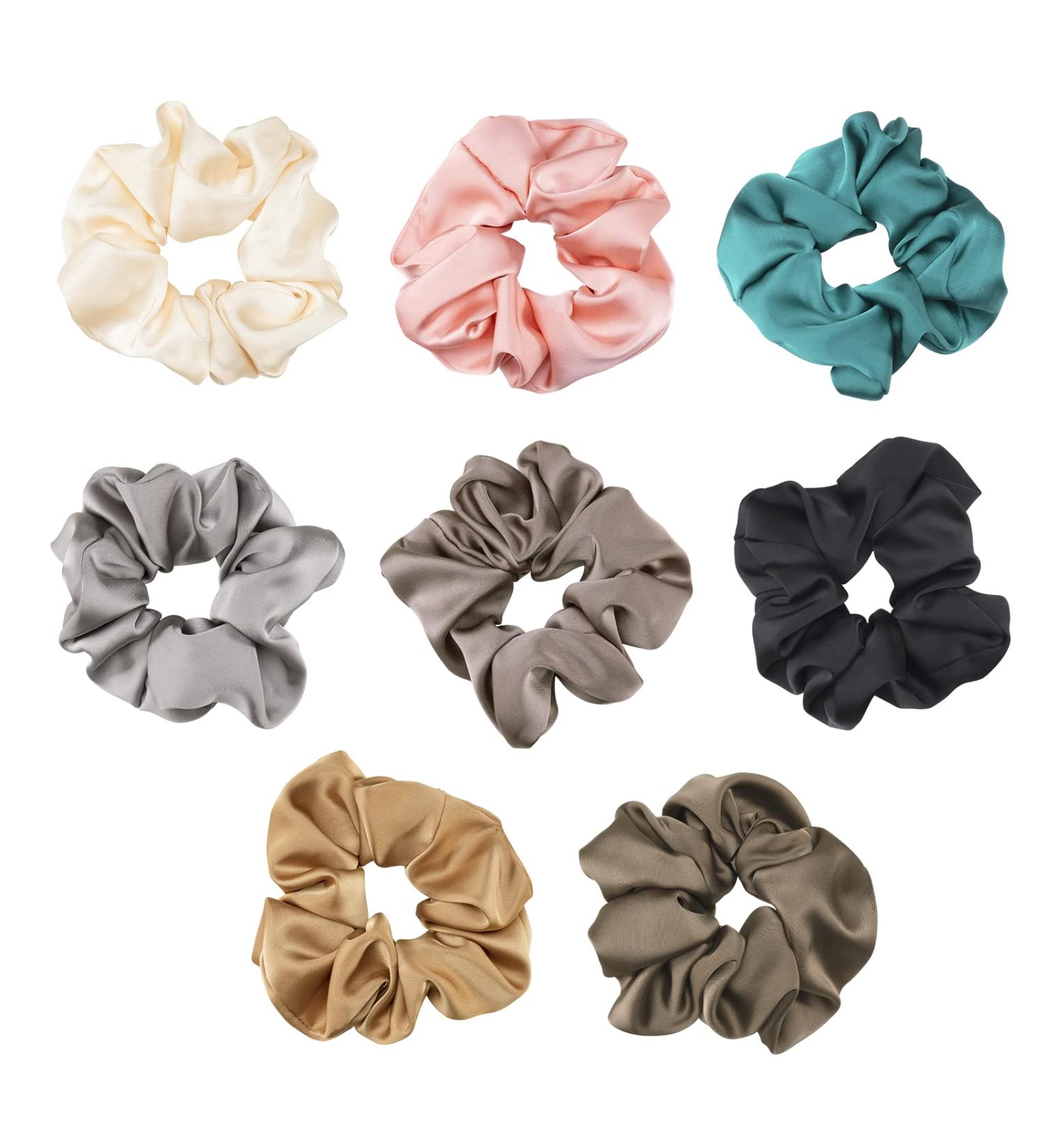 8 pieces women's scrunchie large silk scrunchies hair band is the best choice for ponytails and updos - Buy Online on GoSupps.com