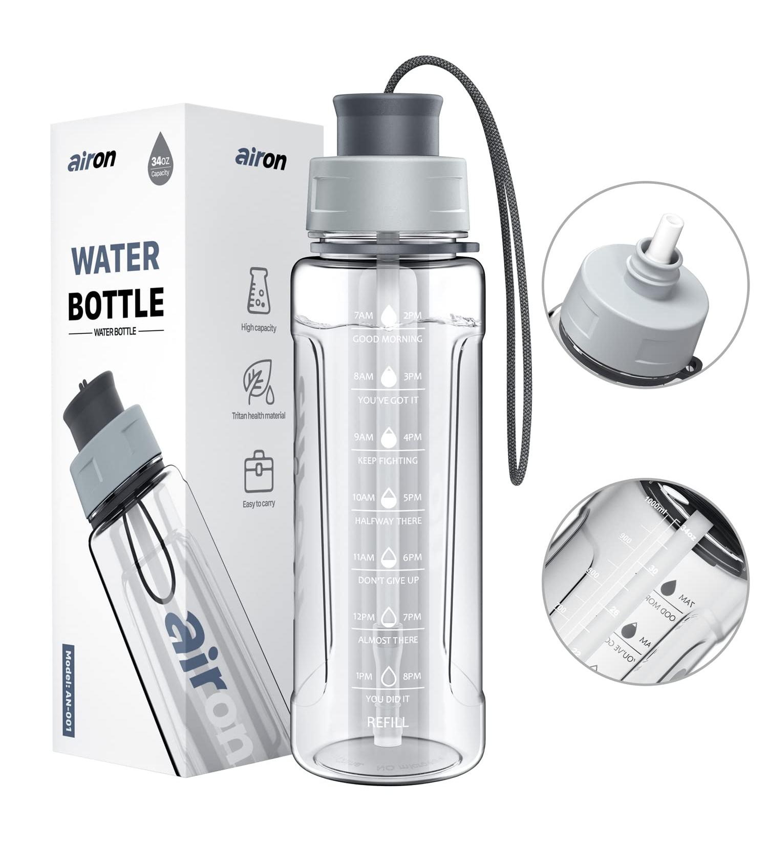 Leakproof AIRON Sports Water Bottle - 34oz Durable Hydration Solution - Buy Online on GoSupps.com