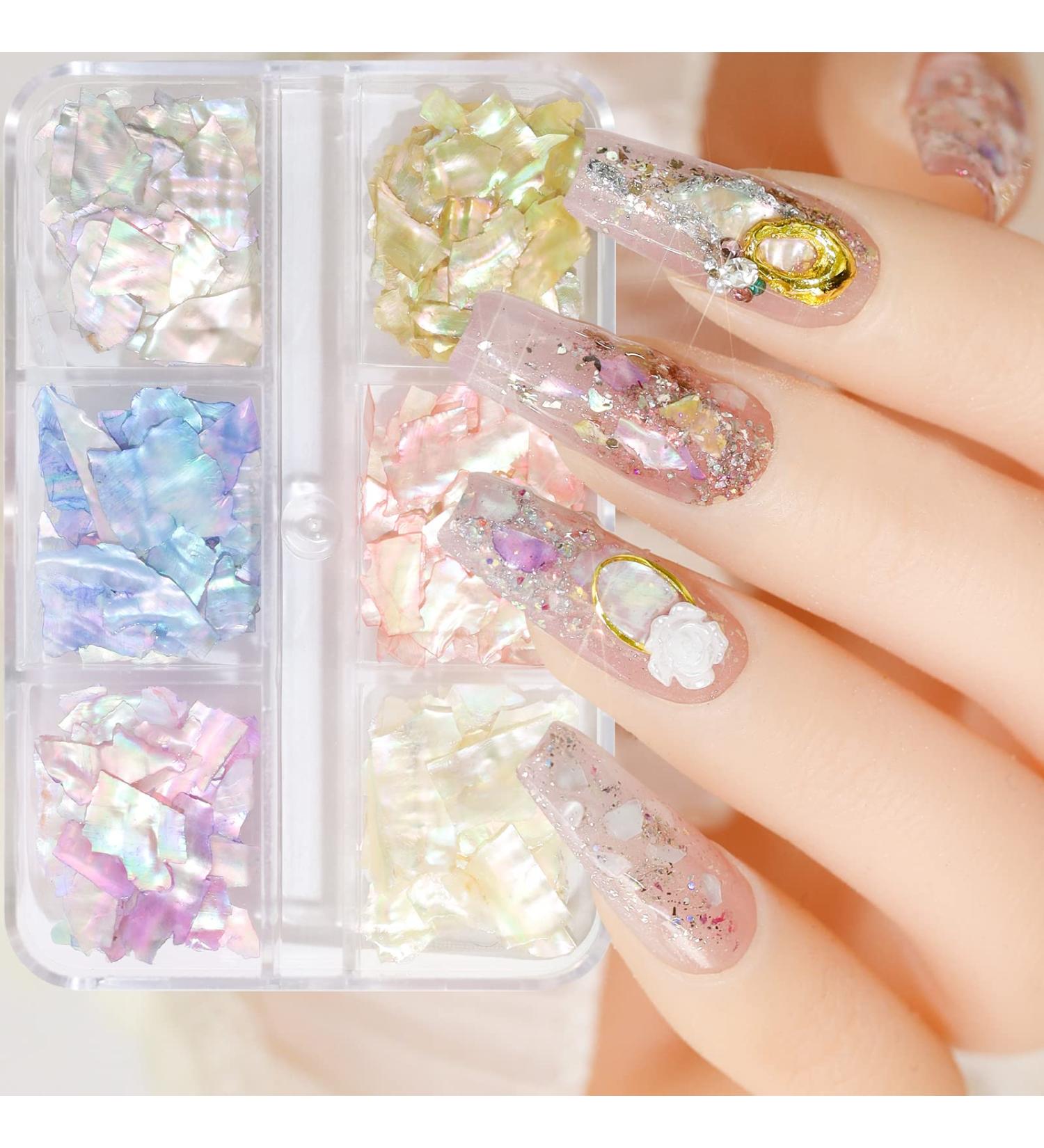 Irregular Seashell Slices Nail Art Flakes - Colorful Shell Supplies for UV Gel Manicure & DIY Crafts - Buy Online on GoSupps.com