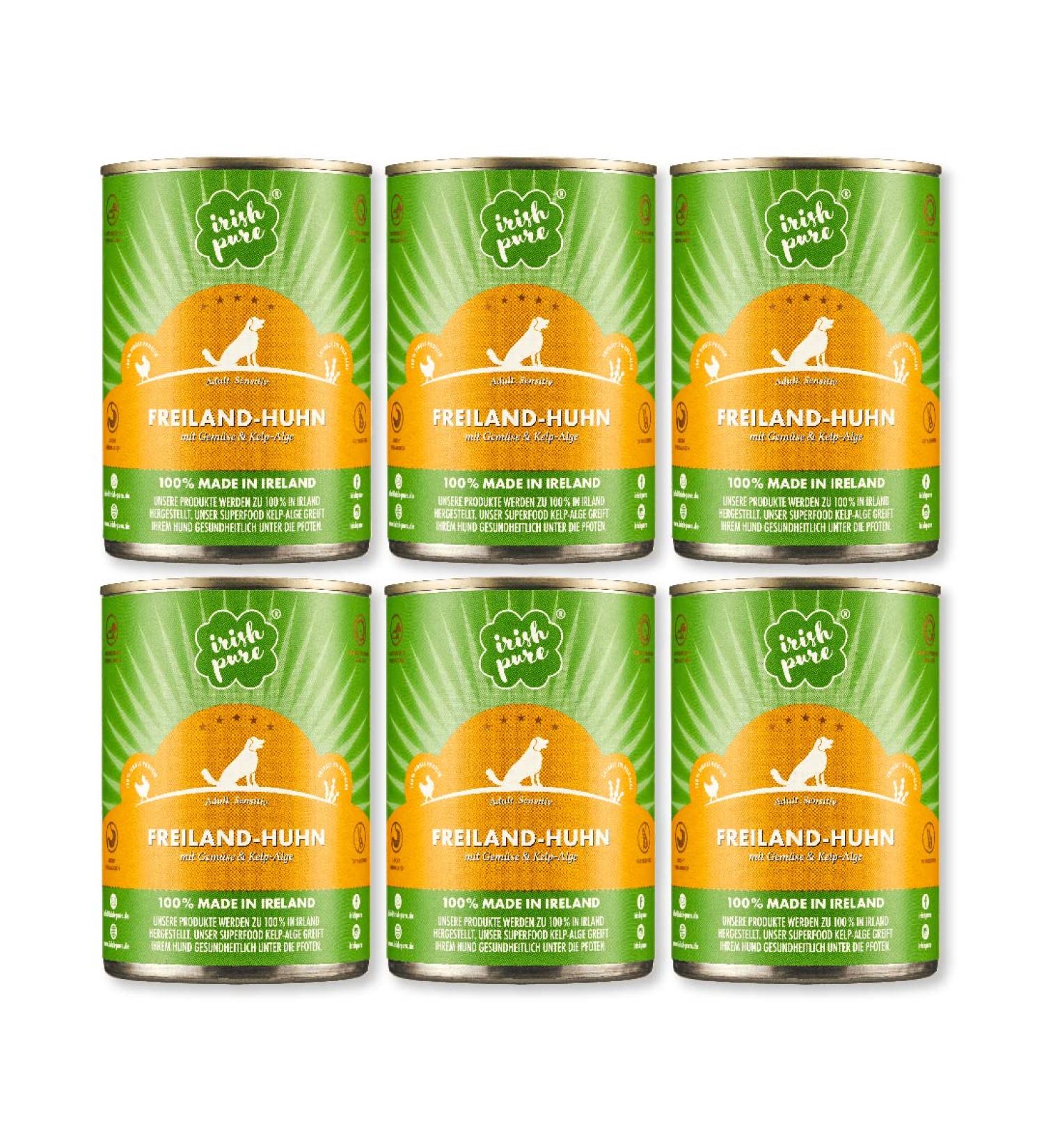 Premium Irish Wet Dog Food - 6x390g Freiland Chicken | Cereal-Free | Vitamins | Sensitive | Superfood Kelp | All Breeds - Buy Online on GoSupps.com