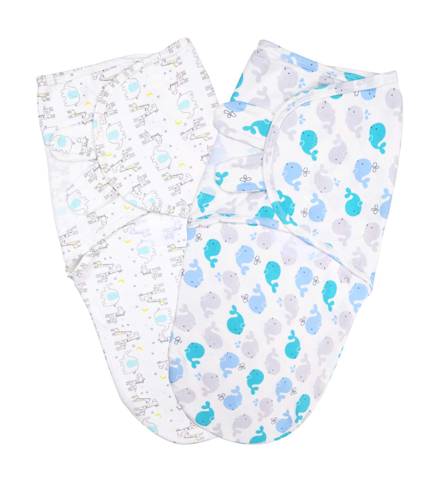 Vicloon Baby Swaddle Wrap Set - Organic Cotton Blanket for Newborns 0-3 Months (7-14lbs) - Blue (2 pcs) - Buy Online on GoSupps.com