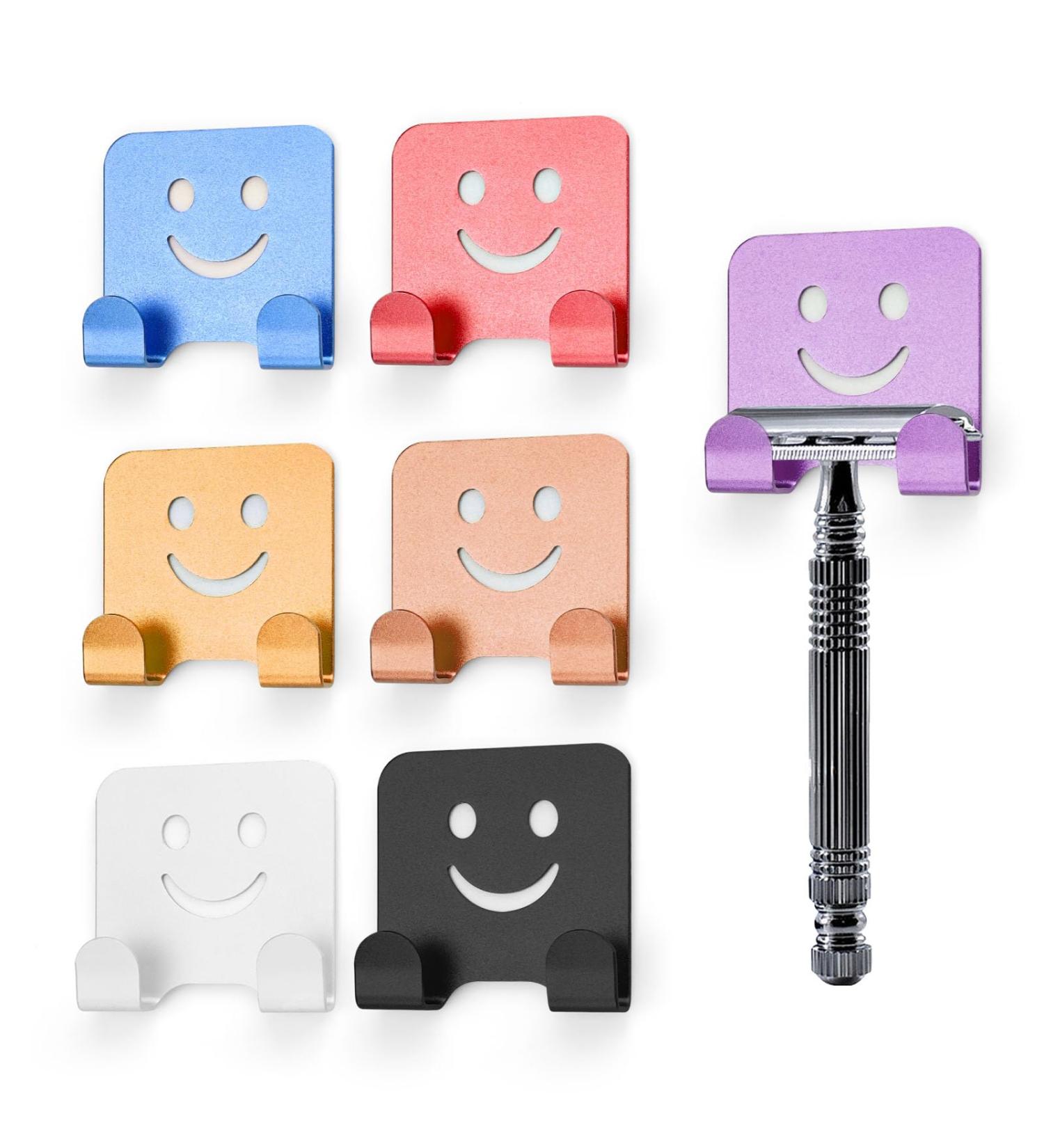 DIYCut 7-Piece Razor Holder Set - No-Drill Aluminum Shower Hooks in 7 Colors for Bathroom & Kitchen - Buy Online on GoSupps.com