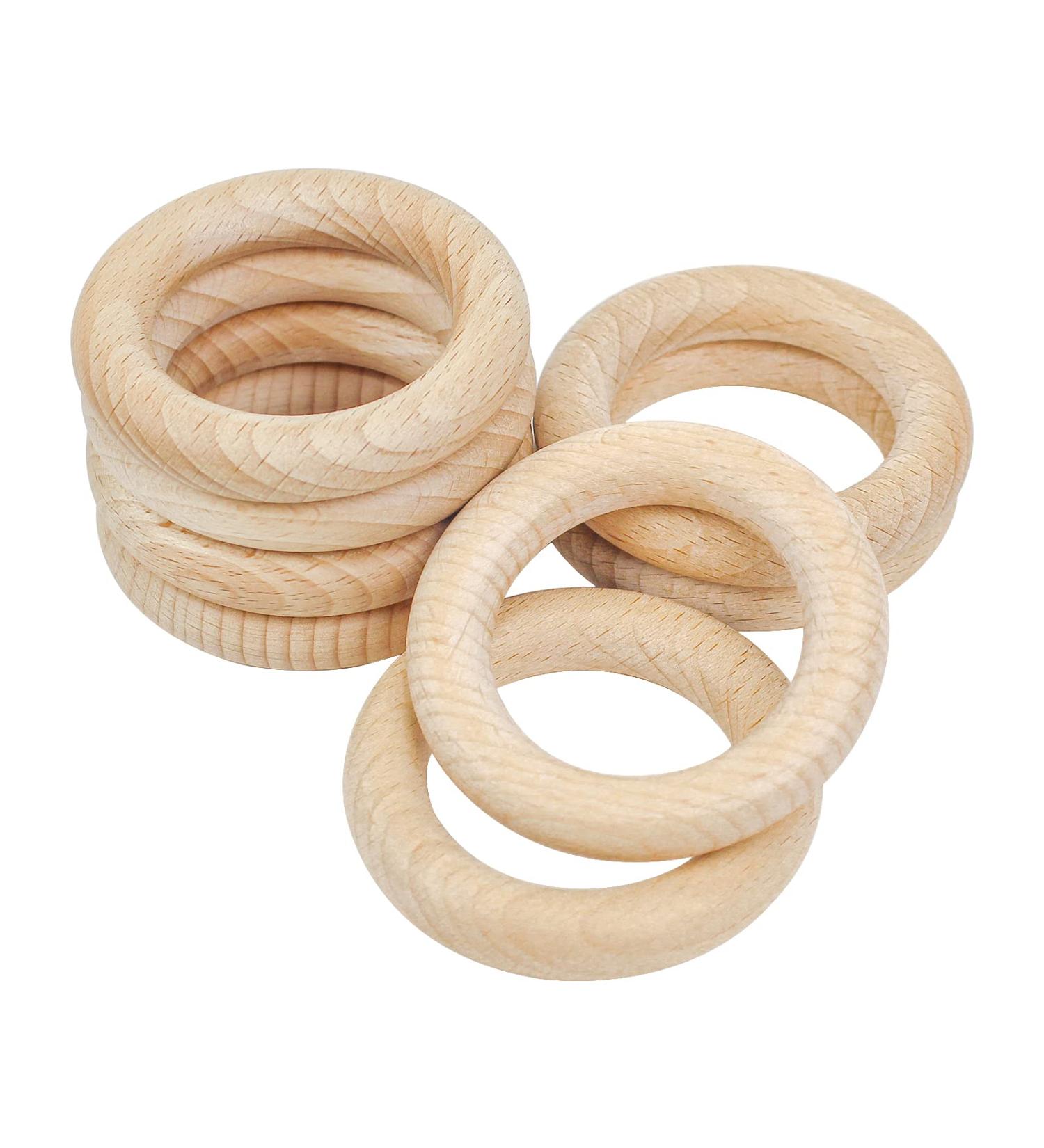 Ruby 8-Piece Natural Wooden Bite Rings | Eco-Friendly Baby Teething Toys & Handicraft Tools ( 70mm) - Buy Online on GoSupps.com