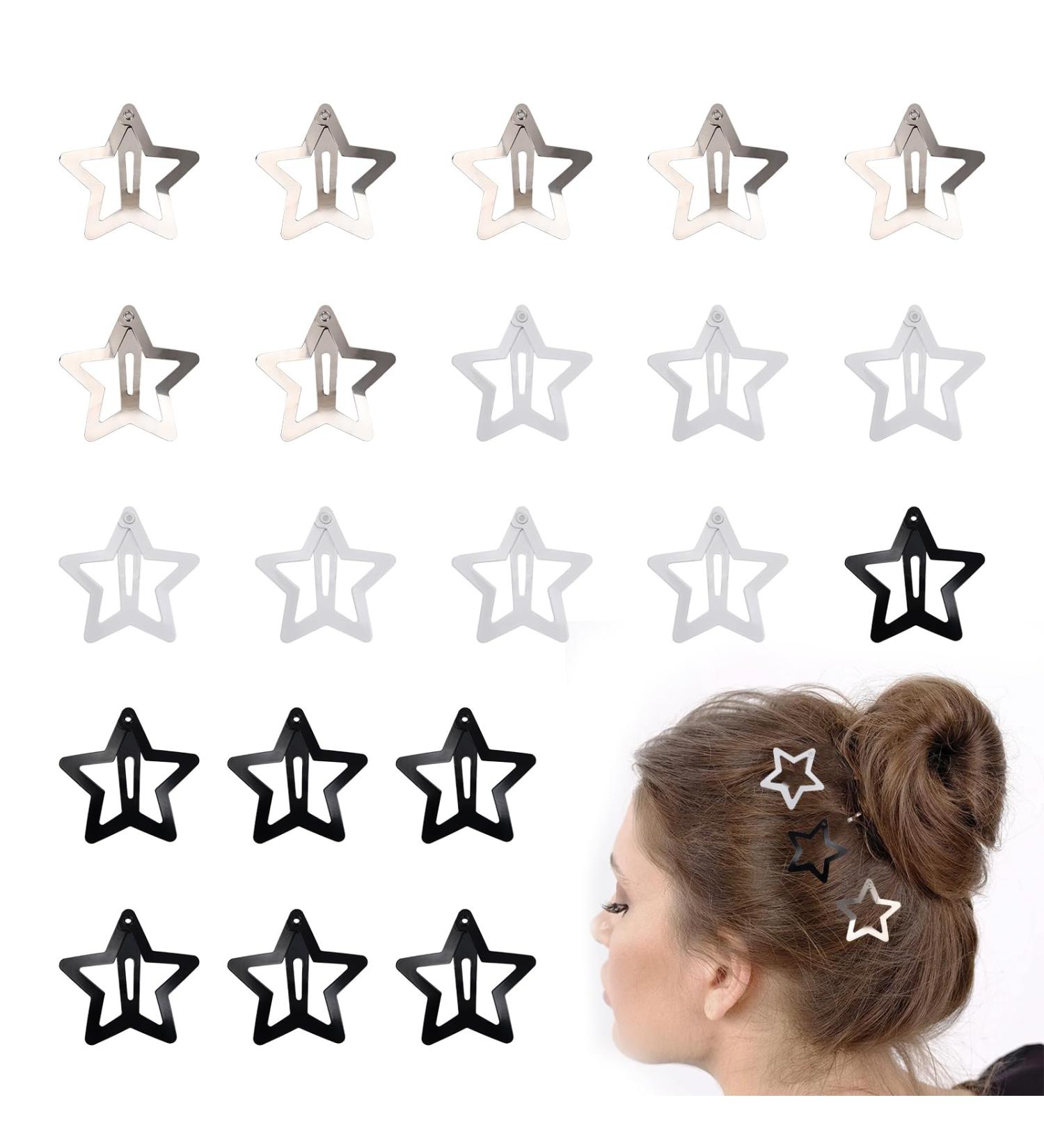 Kioiner 24 Pcs 3cm Star Hair Clips Metal Non-Slip Snap Hair Clips Lovely Y2K Hair Pins Hair Barrettes Hair Accessories for Women Girls Kids Teens Styling Hair - Buy Online on GoSupps.com