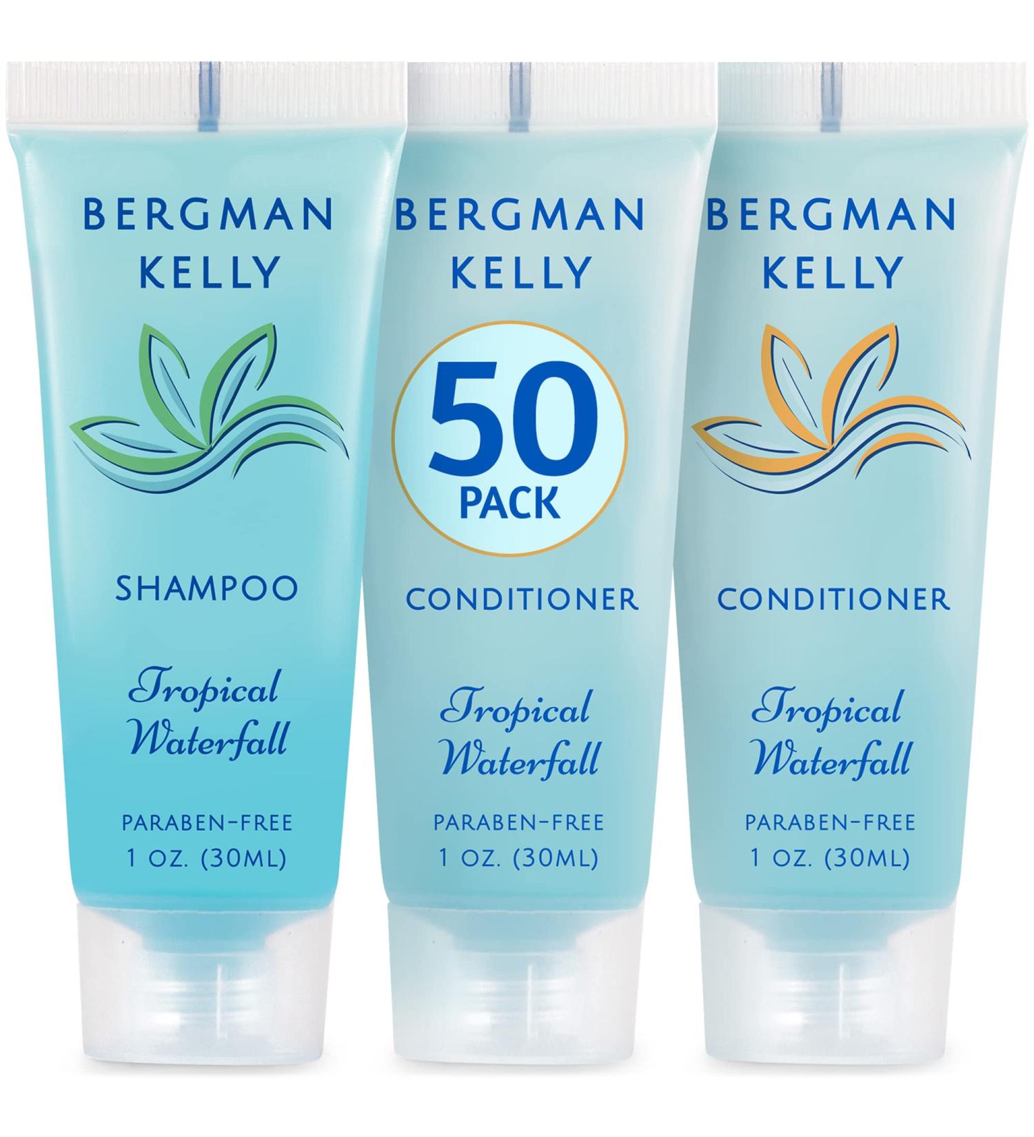 BERGMAN KELLY Travel Shampoo & Conditioner Set - Tropical Waterfall Scent - 1 fl oz (Pack of 100) | Hotel Toiletries Bulk Pack for Guest Hospitality - Buy Online on GoSupps.com