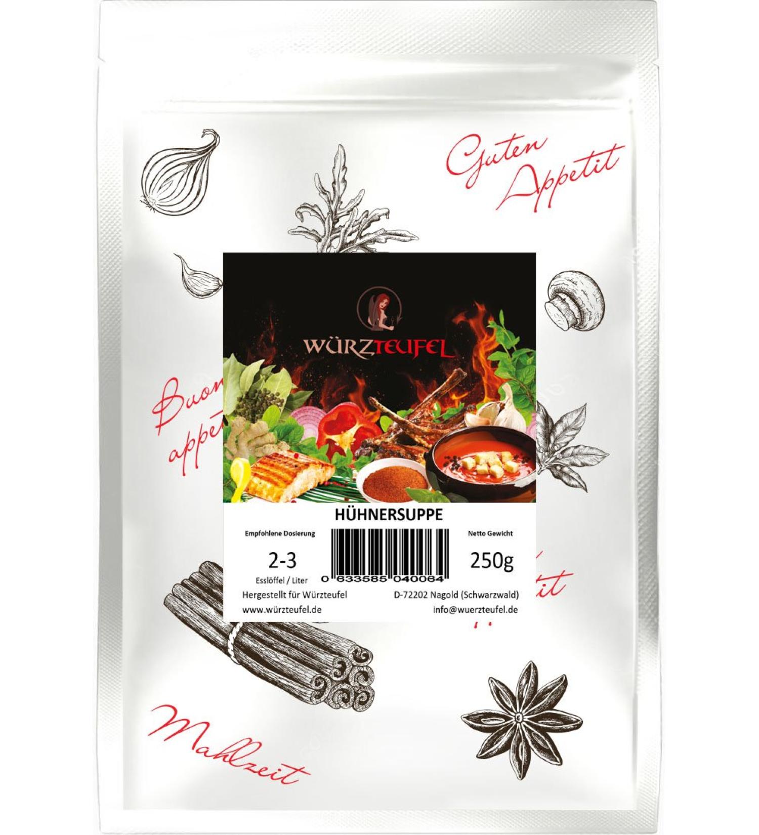  W rzteufel Chicken soup chicken broth chicken stock no additives vegan. 250 gram sachet. - Buy Online on GoSupps.com