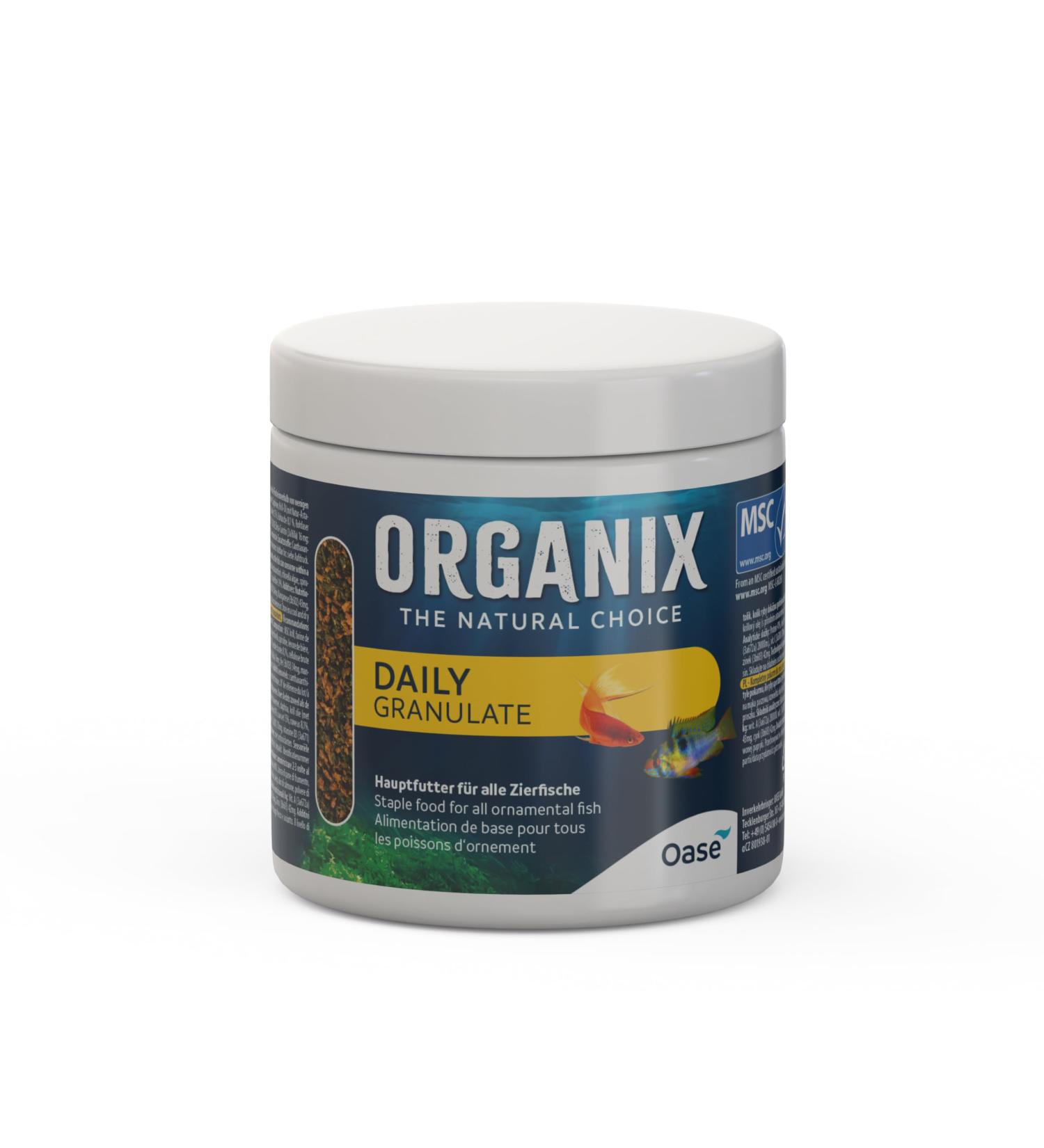 OASE ORGANIX Daily Granulate 250 ml - Main food for stress-free feeding, for brightly colored aquarium inhabitants