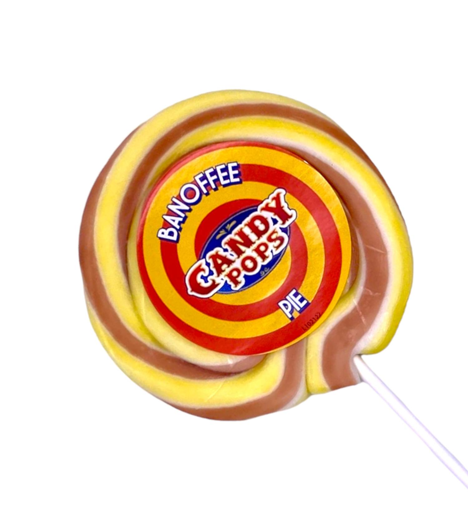 Banoffee Pie XL Large Wheel Lollies - Swirl Lollipops - Party Favour - Sweets - Rock Candy 75g 4 Inch Diameter 9 Inch Length (X 3) - Buy Online on GoSupps.com