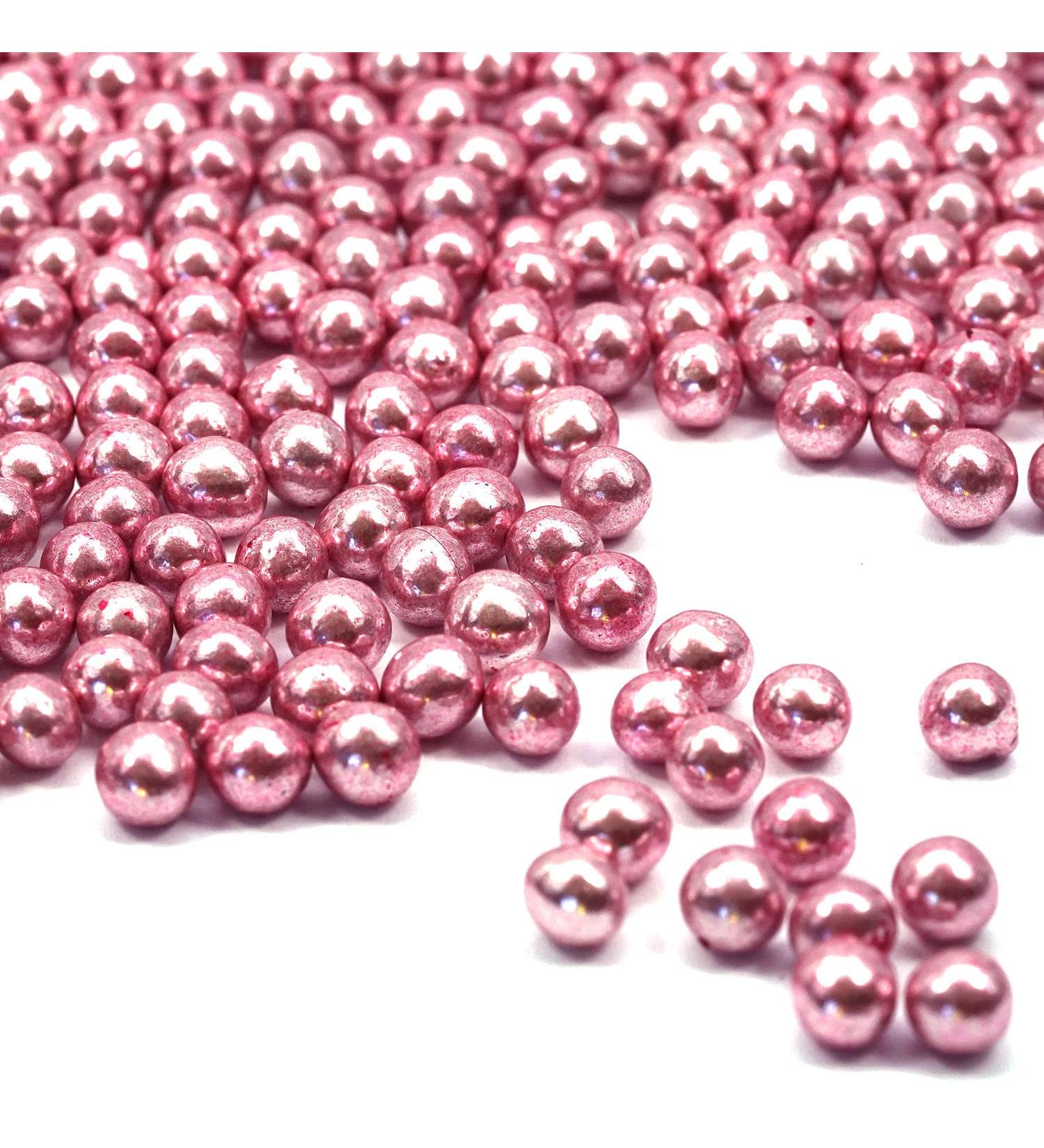 Strussel Happiness Chocolate Balls - Crispy Mini Pink Metallic 150g | Pearl Chocolate Sprinkles for Birthday Cakes Cupcakes & Cake Pops - Buy Online on GoSupps.com