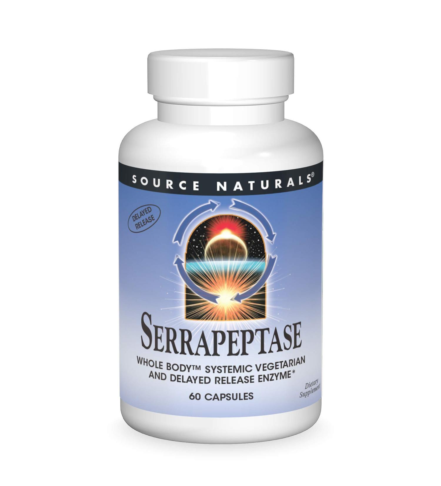 Source Naturals Serrapeptase 60 Capsules - Natural Enzyme for Inflammation & Pain Relief - Buy Online on GoSupps.com