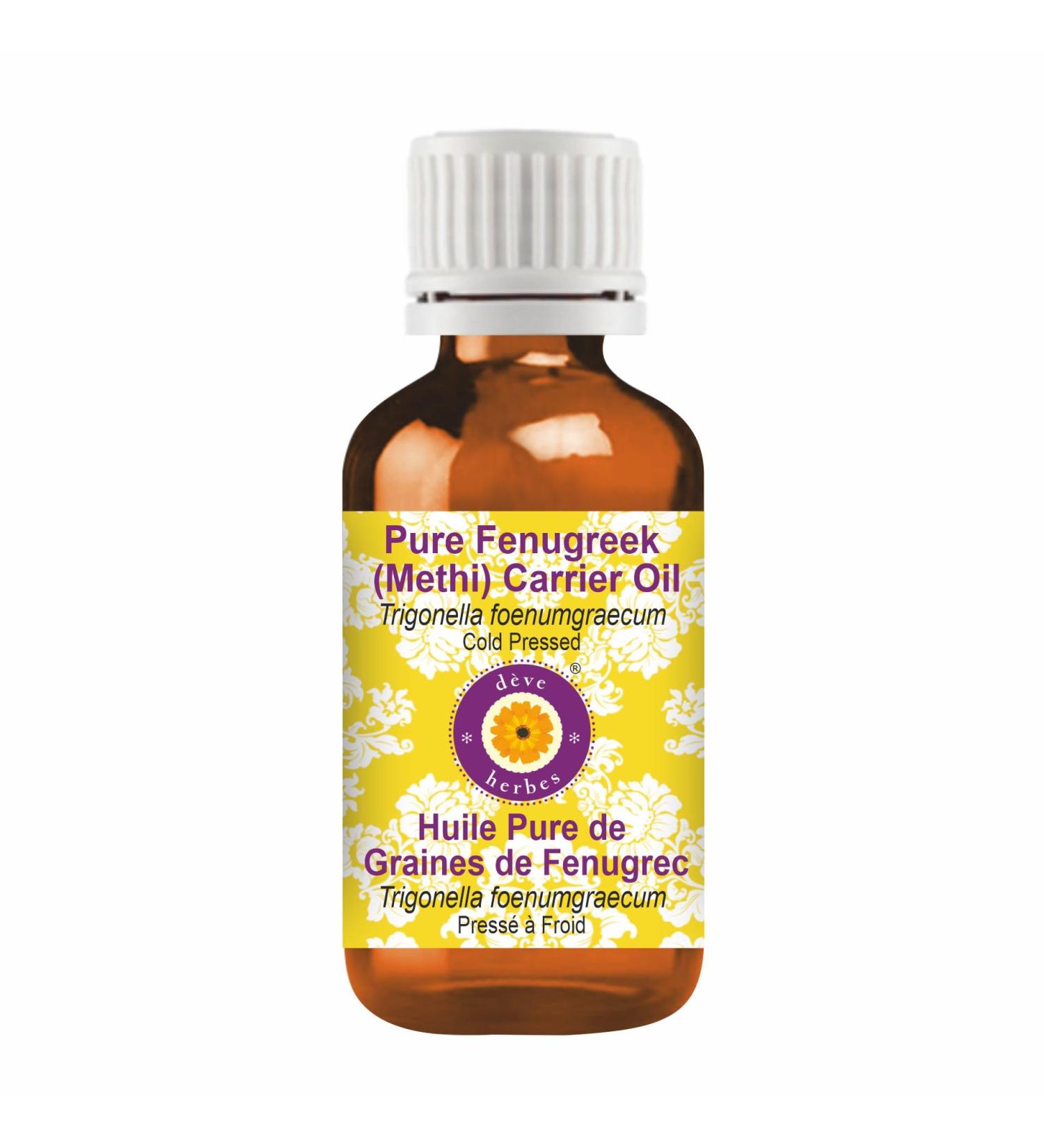 Deve Herbes Pure Fenugreek (Methi) Carrier Oil (Trigonella foenumgraecum) Natural Therapeutic Grade Cold Pressed 5ml (0.16 oz) - Buy Online on GoSupps.com