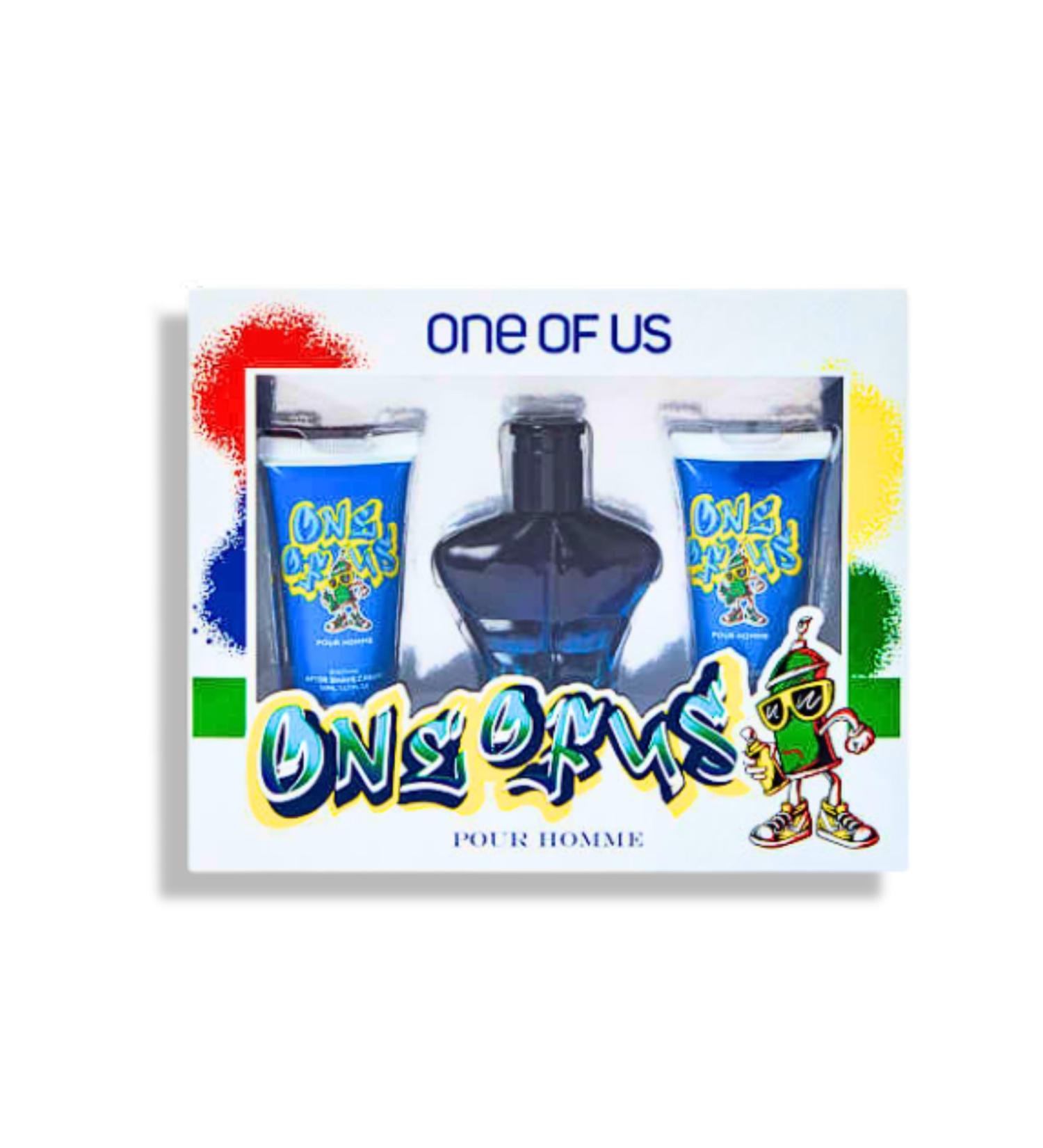 Mens One Of Us Pour Homme Fragrance Gift Set 3-Piece. 5.1 FL. OZ. Includes 1 soothing After Shave Cream 1 Eau de Toilette Spray 1 Shower Gel. Citrus Aromatic fragrance for men. - Buy Online on GoSupps.com