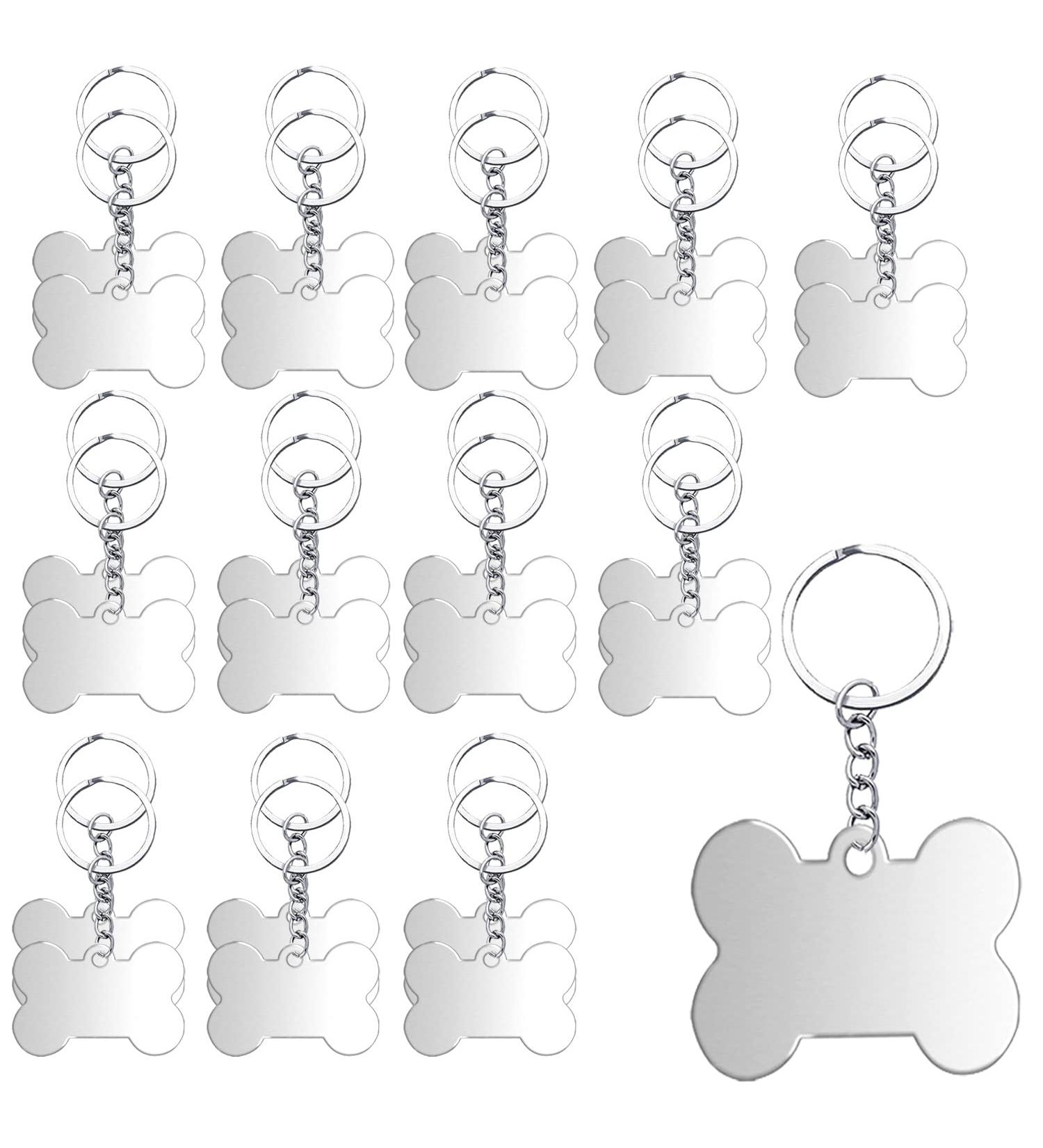 Designage Aluminum Dog Brand Bone Stamps - 25 Waterproof Tags & Chains for DIY Pet Identification - 2.5x3.8cm - Buy Online on GoSupps.com