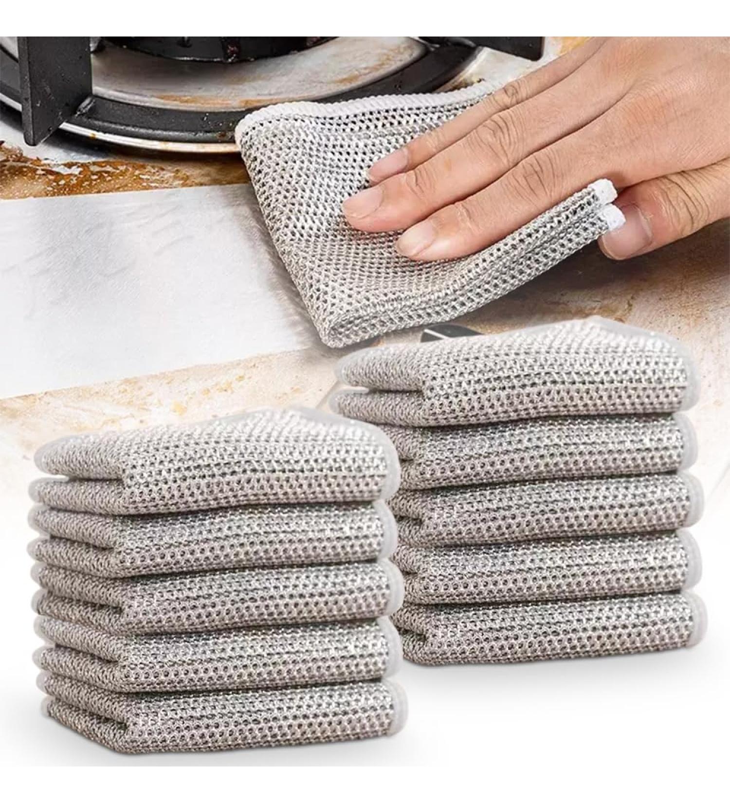 2024 New Multipurpose Wire Dishwashing Rags Premium Metal Wire Dishwashing Cloth Scrubs Cleans Scrubbing Wire Dishwashing Rags Non-Scratch Wire Dishcloth for Dishes Sinks (5) (Silver 10) - Buy Online on GoSupps.com