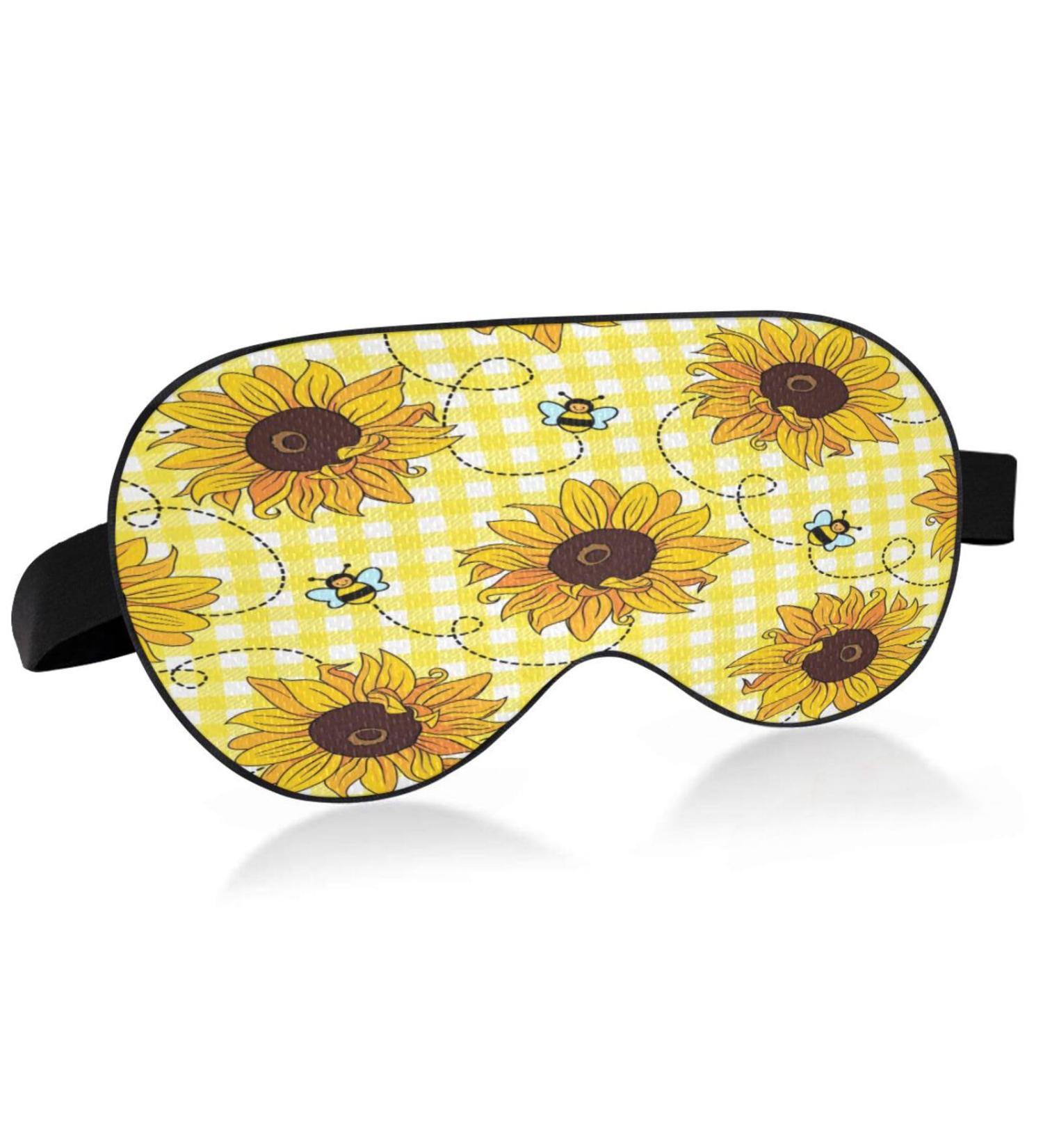 WELLDAY Yellow Checked Sunflowers Sleep Mask - Adjustable for Men and Women - Buy Online on GoSupps.com