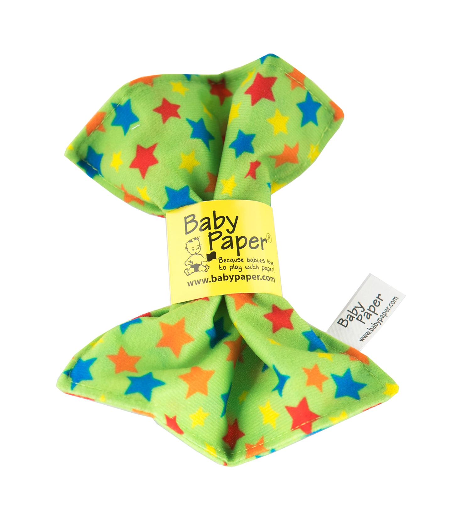 Baby Paper - Crinkly Baby Toy - Green with Stars