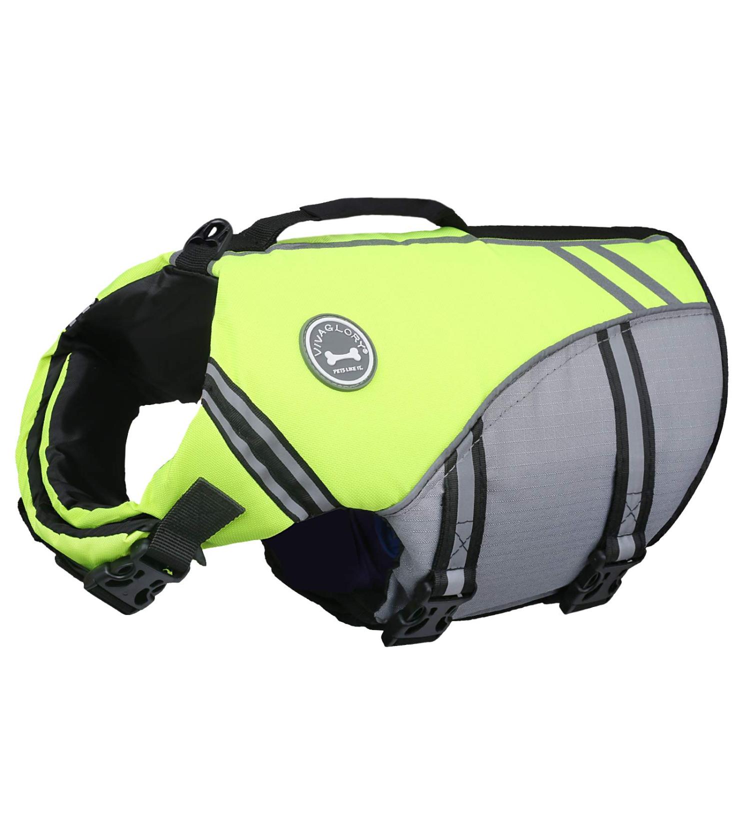 Vivaglory Dog Life Jacket - Adjustable & Durable Buoyancy Vest for Small Dogs | Neon Yellow | 48-58 cm Chest - Buy Online on GoSupps.com