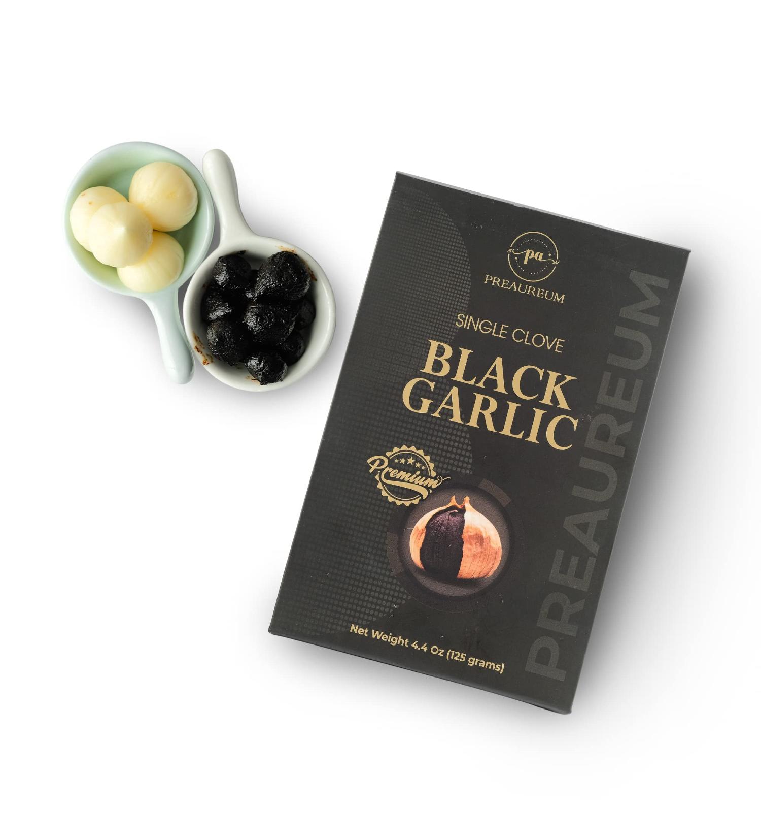 PreAureum Black Garlic: Fermented & Peeled Single Clove, 125g - Immune Support & Snacks - Buy Online on GoSupps.com