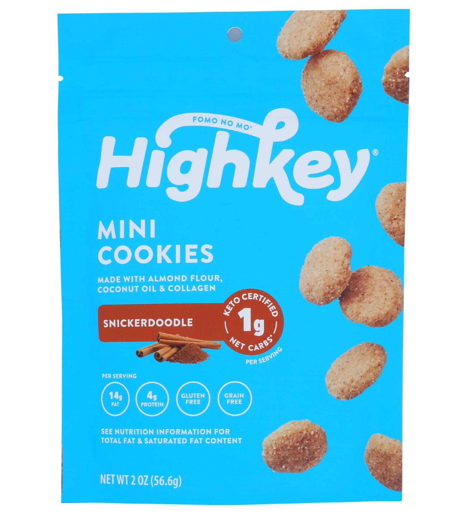 High Key Snickerdoodle Mini Cookies Gluten Free Grain Free 2 Ounce (Pack of 6)