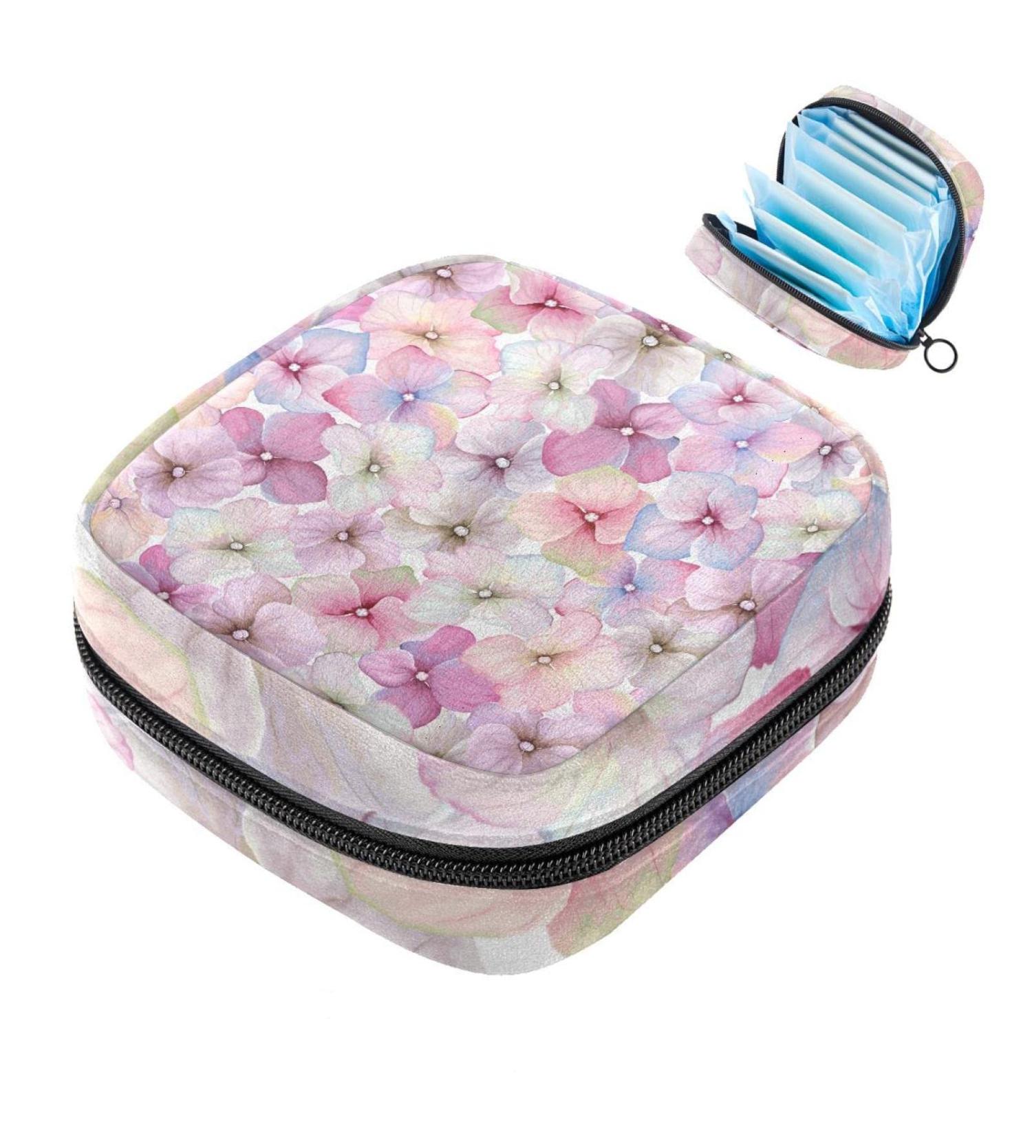 Cherry Pink Flower Women's Binding Bags | Tampon Storage Zip Pockets | Multi-Functional Menstrual Tapes Bag - Buy Online on GoSupps.com