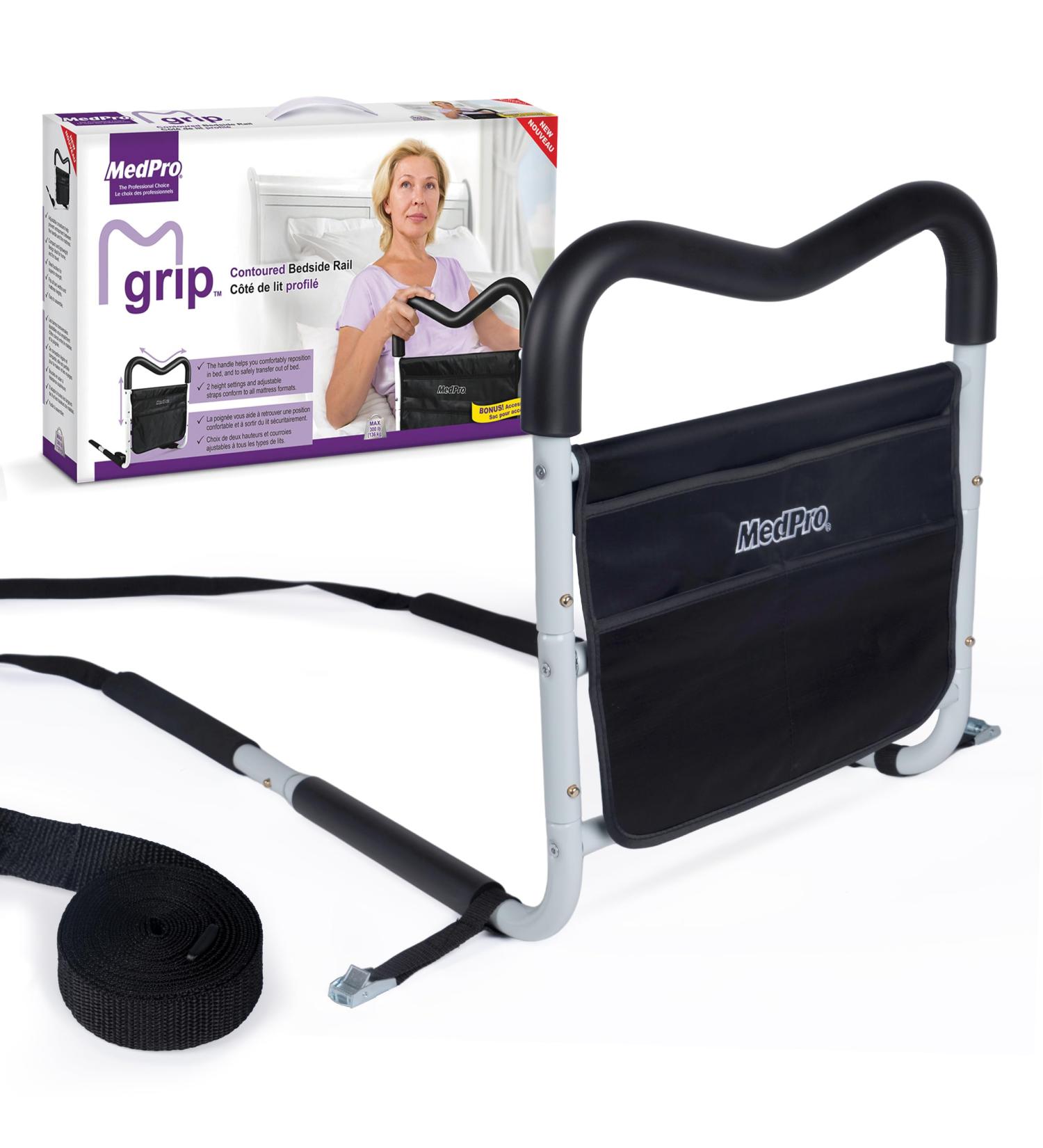 MGrip Adjustable Contoured Bed Rail with Multiple Gripping Positions Black/White - Buy Online on GoSupps.com