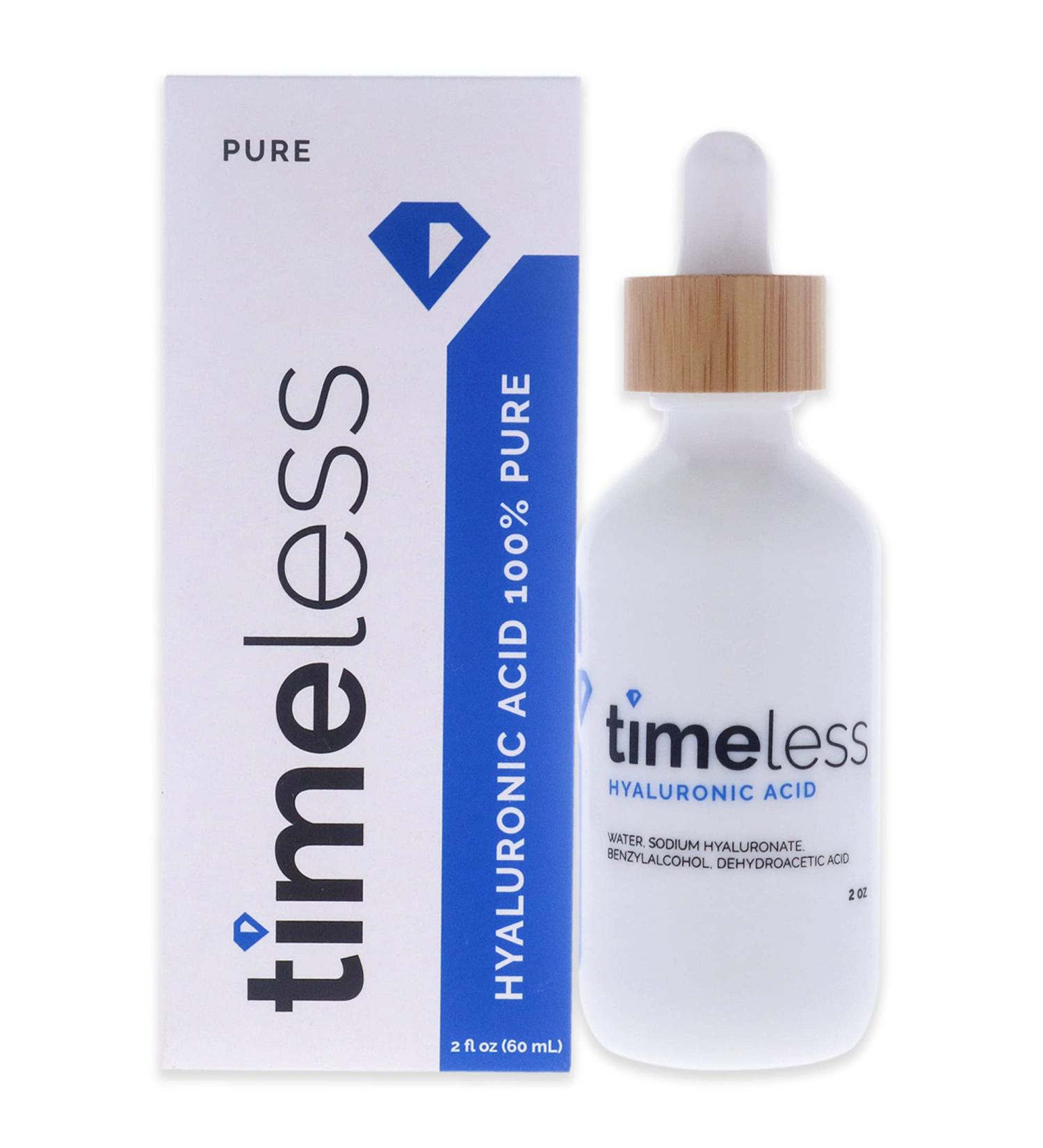 Timeless Skin Care Hyaluronic Acid 100% Pure Serum 2 oz - Unisex Formula - Buy Online on GoSupps.com