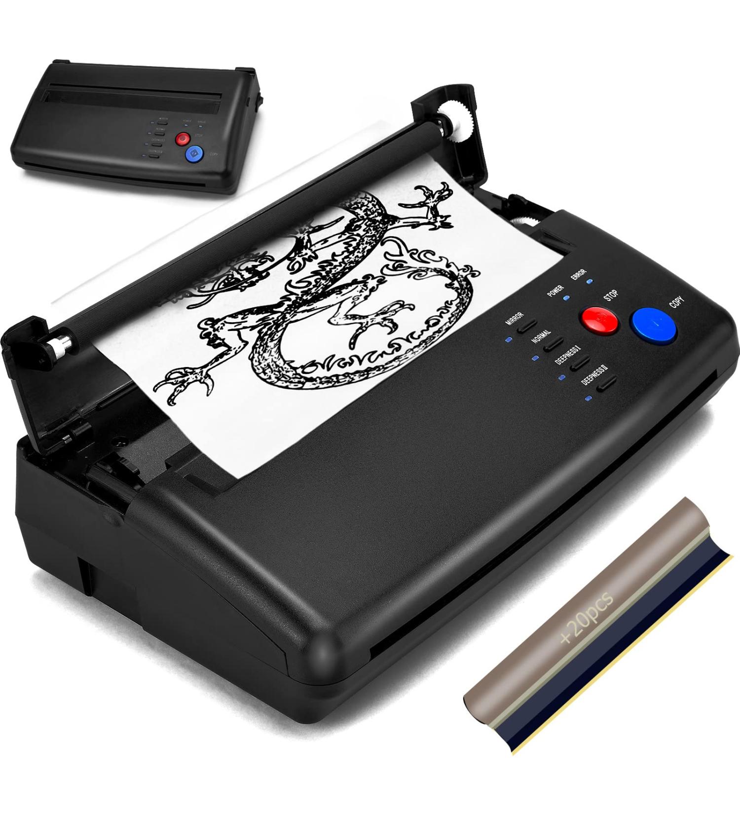 CORIEOSD Tattoo Transfer Stencil Machine - 20 Free Thermal Tattoo Kit, Black Tattoo Stencil Printer 11 x 6.5 x 2.8 Inches - Buy Online on GoSupps.com