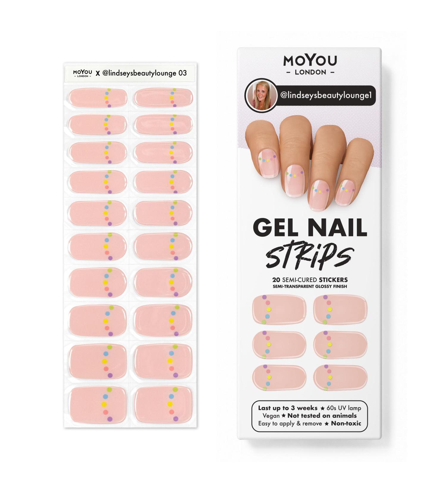 MOYOU LONDON Semi Cured Gel Nail Strips 20 Pc + Free UV Lamp | Salon-Quality Manicure | Easy Apply & Remove - Buy Online on GoSupps.com