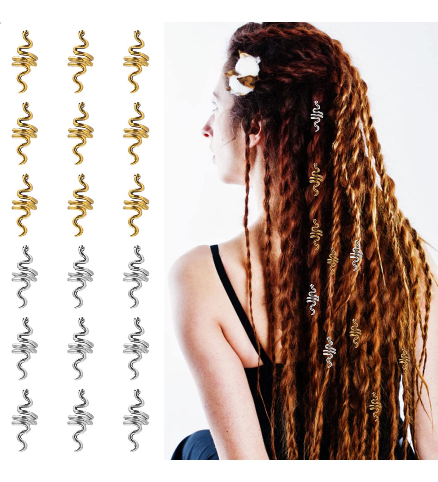 WLLHYF 18-Piece Metal Hair Clip Set for Women & Girls - Spiral Serpent Celtic Hair Cuffs & Dreadlock Coil Jewelry in Gold & Silver - Buy Online on GoSupps.com