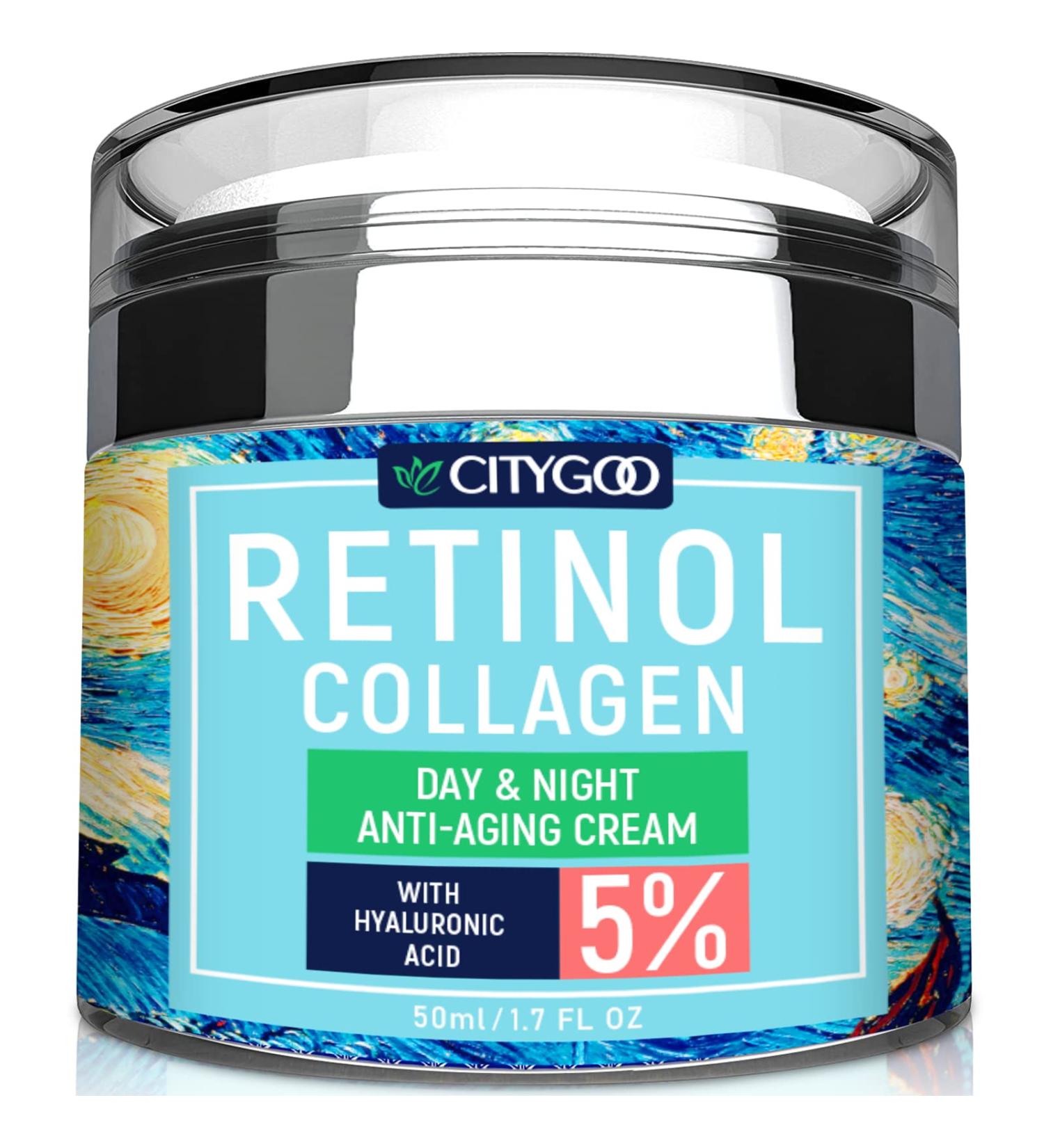 Retinol Face Cream with Collagen, Hyaluronic Acid & Vitamin C+E - Anti-Wrinkle Day/Night Moisturizer for Men & Women - USA Made - Buy Online on GoSupps.com