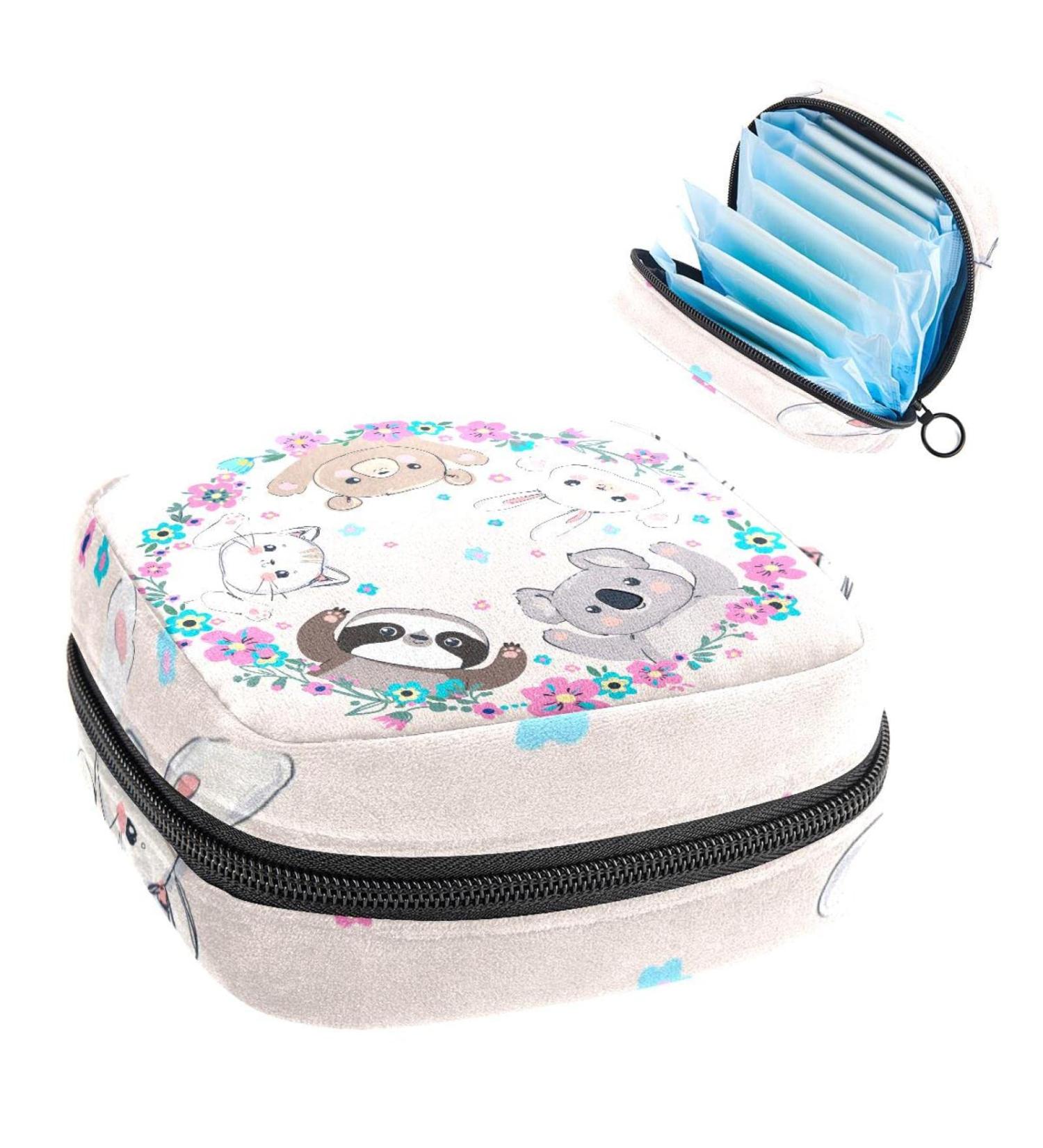 GIAPB Period Bag | Sanitary Napkin Storage & Travel Makeup Pouch | Bear Rabbit Cat Design | Color1584 - Buy Online on GoSupps.com