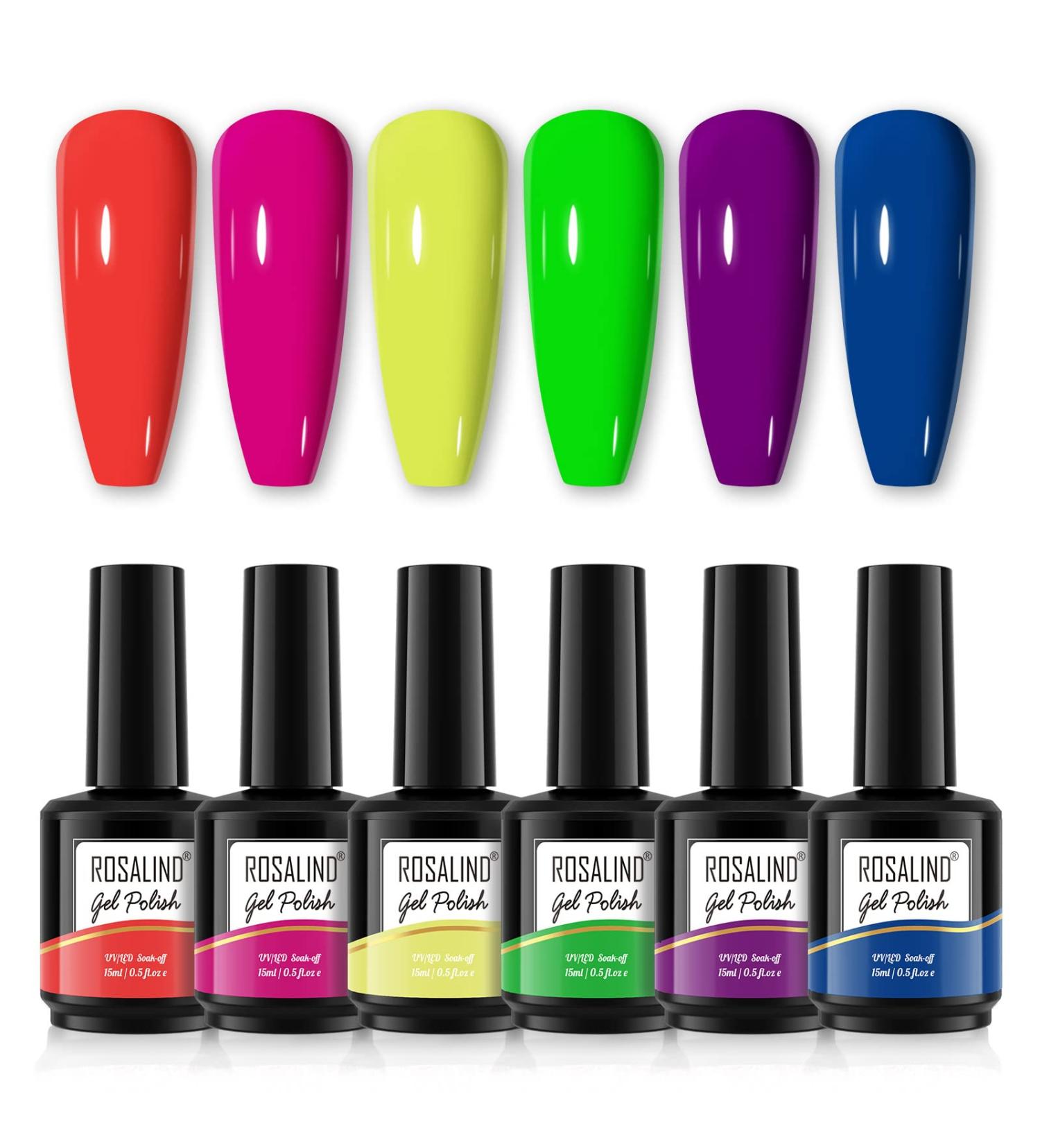 ROSALIND 6PCS Neon Gel Nail Polish Set 15ML - Vibrant Summer Colors Collection - Buy Online on GoSupps.com