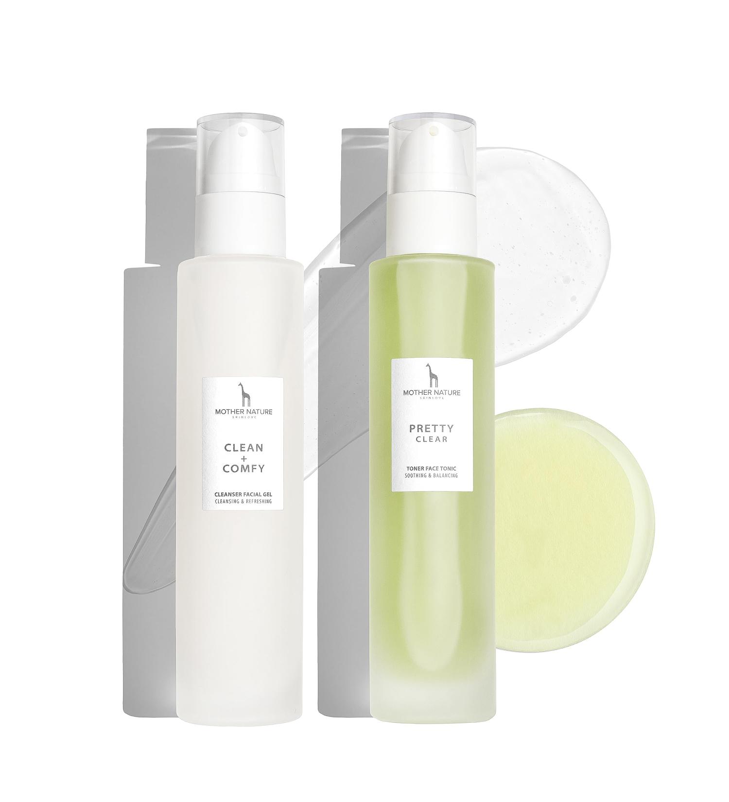 Facial Cleansing Kit with Organic Aloe Vera and Hyaluronic Acid - 150 ml Cleansing Gel and 150 ml Toner - Facial Care for Normal Combination and Impure Skin - Buy Online on GoSupps.com