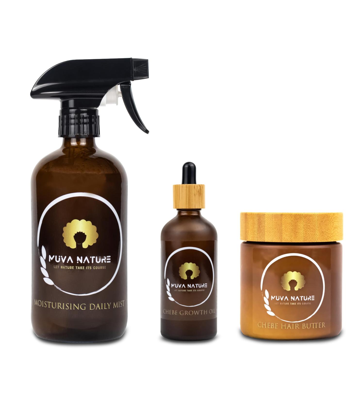 The Chebe Set Trio de soins capillaires Brume quotidienne hydratante beurre capillaire au ch b et huile de croissance du ch b | Favorise la croissance des cheveux - Buy Online on GoSupps.com