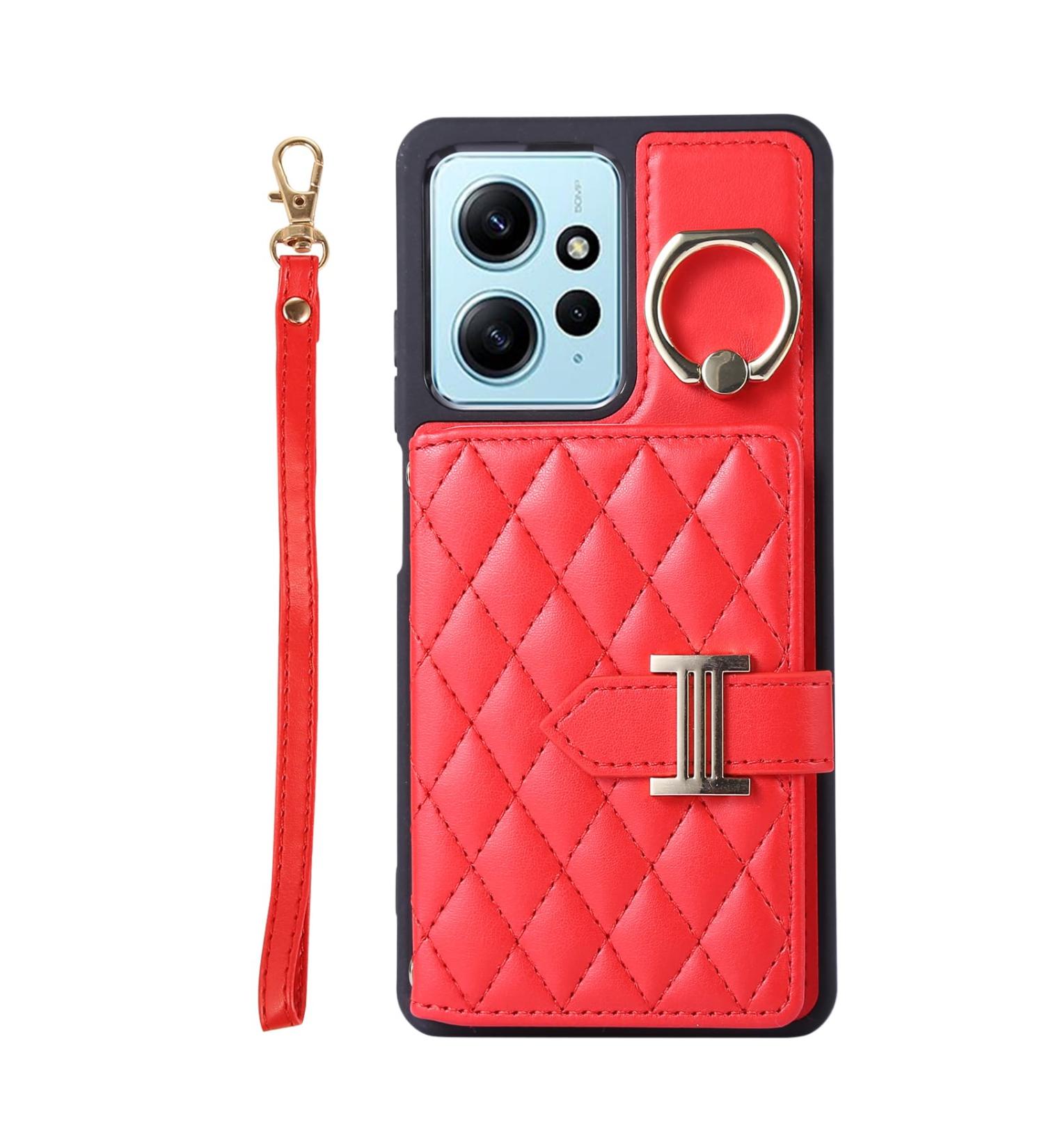  VQWQ For Xiaomi Redmi Note 12 4G Wallet Case Solid Color Metal Closure Lanyard Card Holder Slots Back Cash Pocket Kickstand Bumper Multifunction Cover for Xiaomi Redmi Note 12 4G ZY Red - Buy Online on GoSupps.com