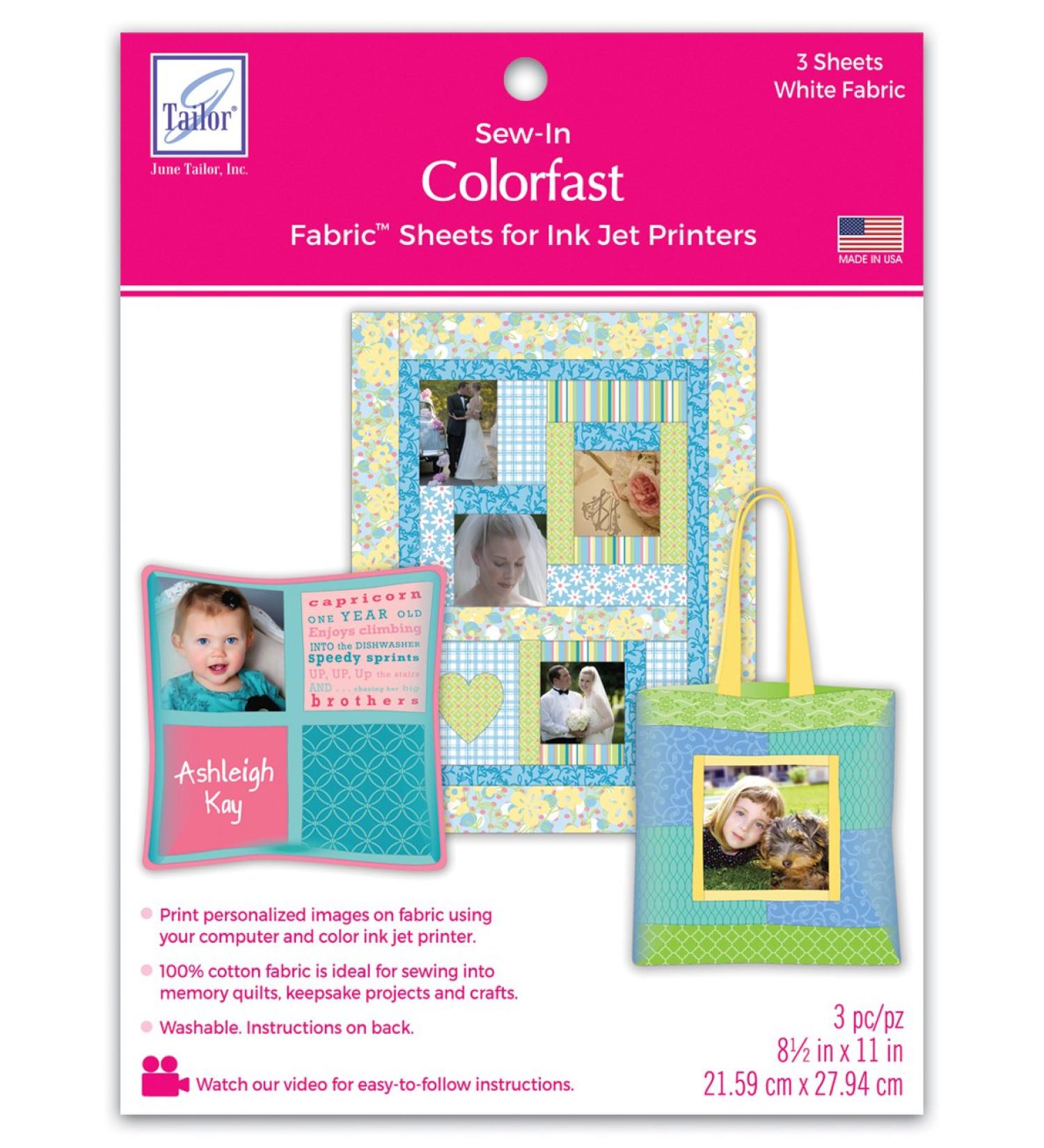 June Tailor Sew-in Colorfast Fabric Sheets - White for Inkjet Printers - Buy Online on GoSupps.com