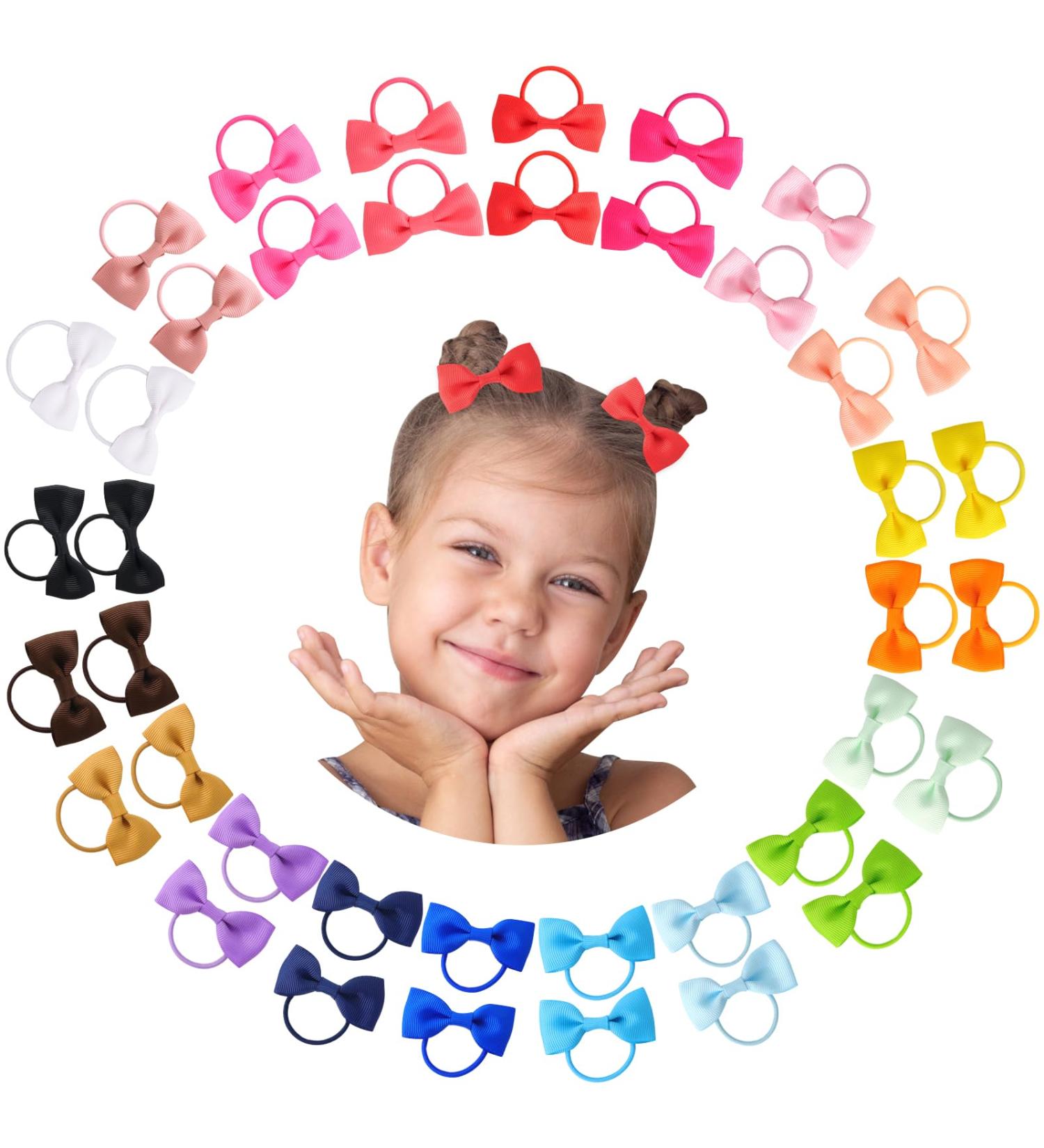 Sularpek 40PCS Baby Girls Hair Bows - Small Size Hair Ties in 20 Colors - Hair Accessories for Kids, Toddlers, Little Girls - Buy Online on GoSupps.com