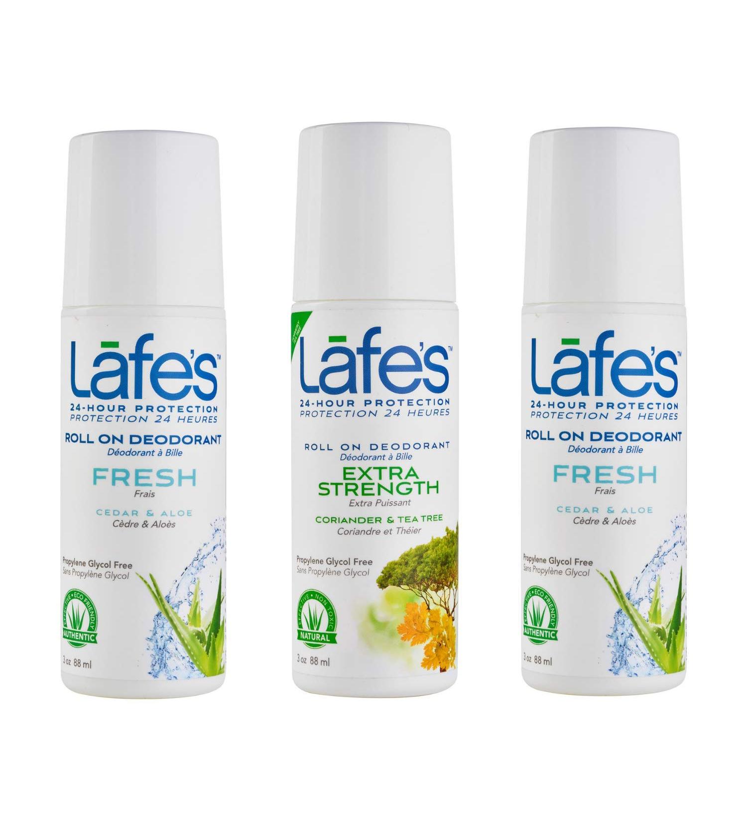 Lafe's Natural Body Care | 2 Fresh & 1 Extra Strength Deodorant Sticks | 24-Hour Protection & All Natural 3 Pack (2.25oz each) - Buy Online on GoSupps.com