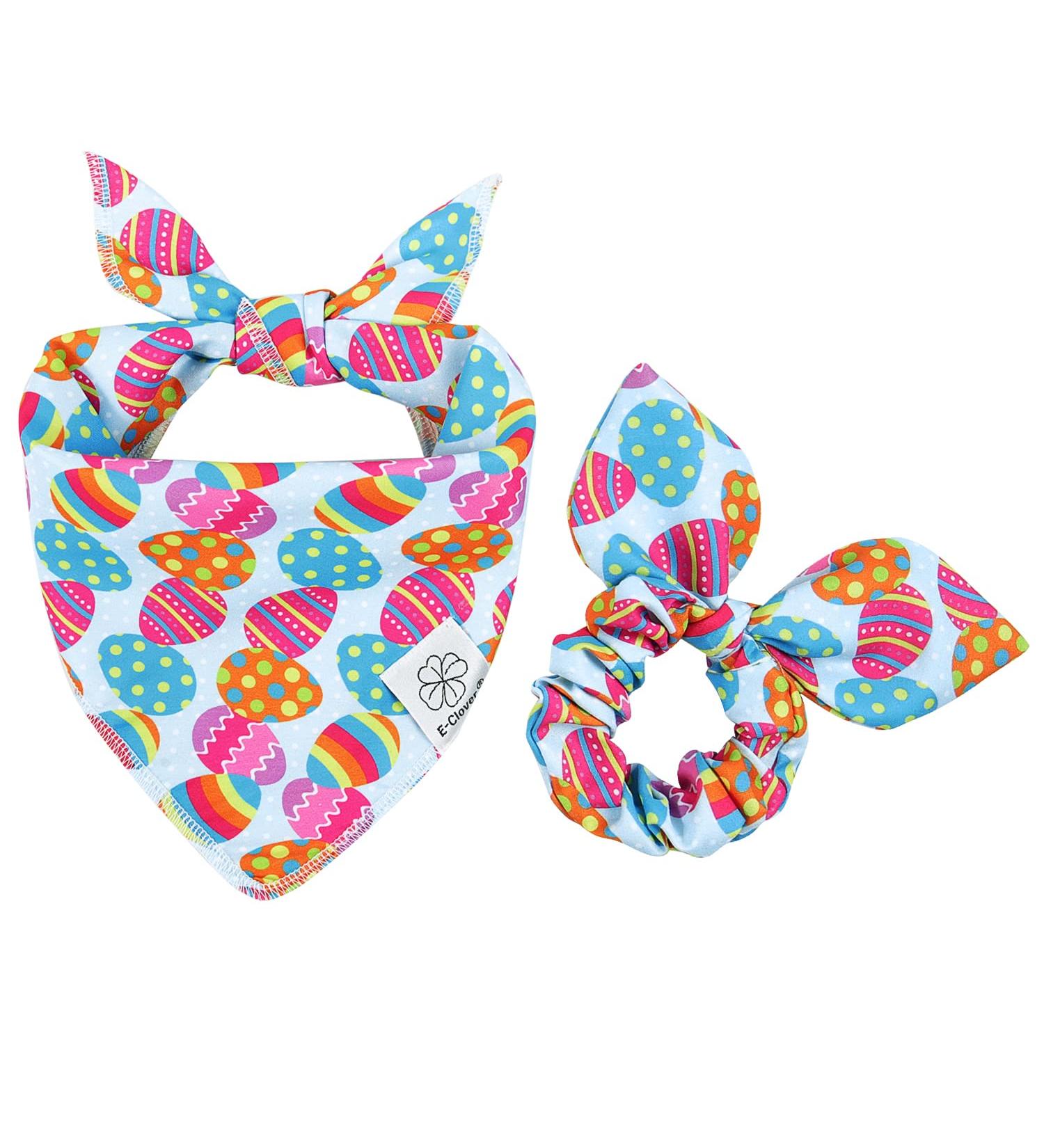 Easter Dog Bandana & Matching Scrunchie Set - Blue Egg Design for Medium Large Dogs - Perfect Gift for Pet Owners - Buy Online on GoSupps.com